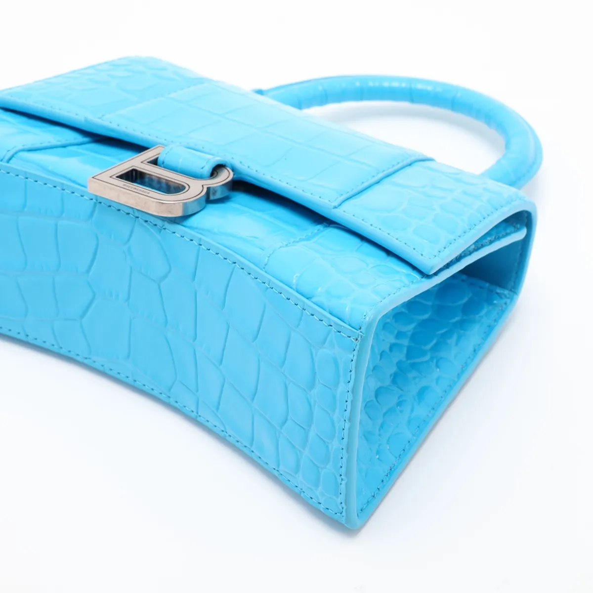 Hourglass XS 592833 Crocodile Embossed 2-Way Handbag Blue — view 3