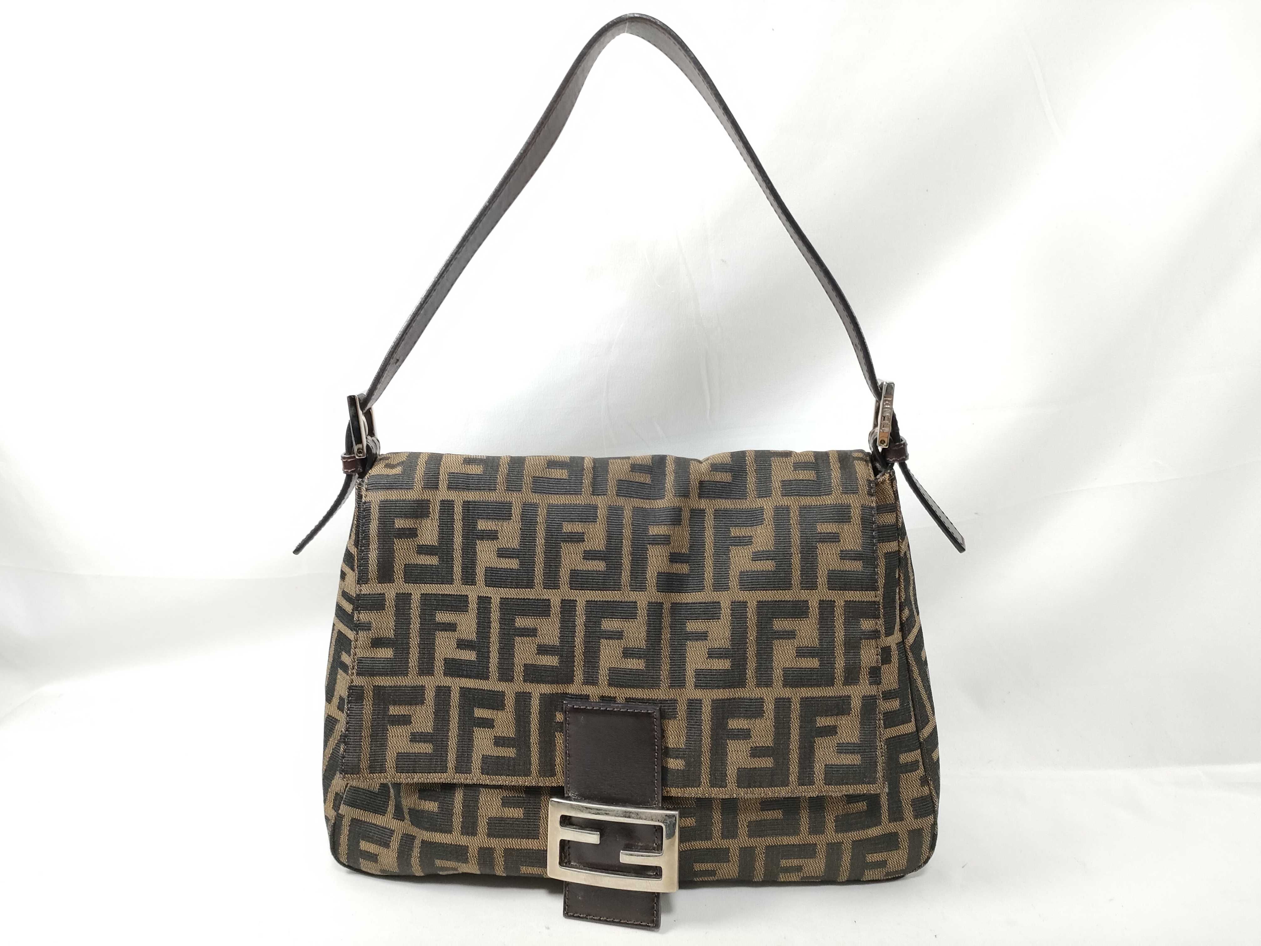 Zucchino Mamma Bucket Canvas x Leather Shoulder Bag, Beige x Brown Handbag