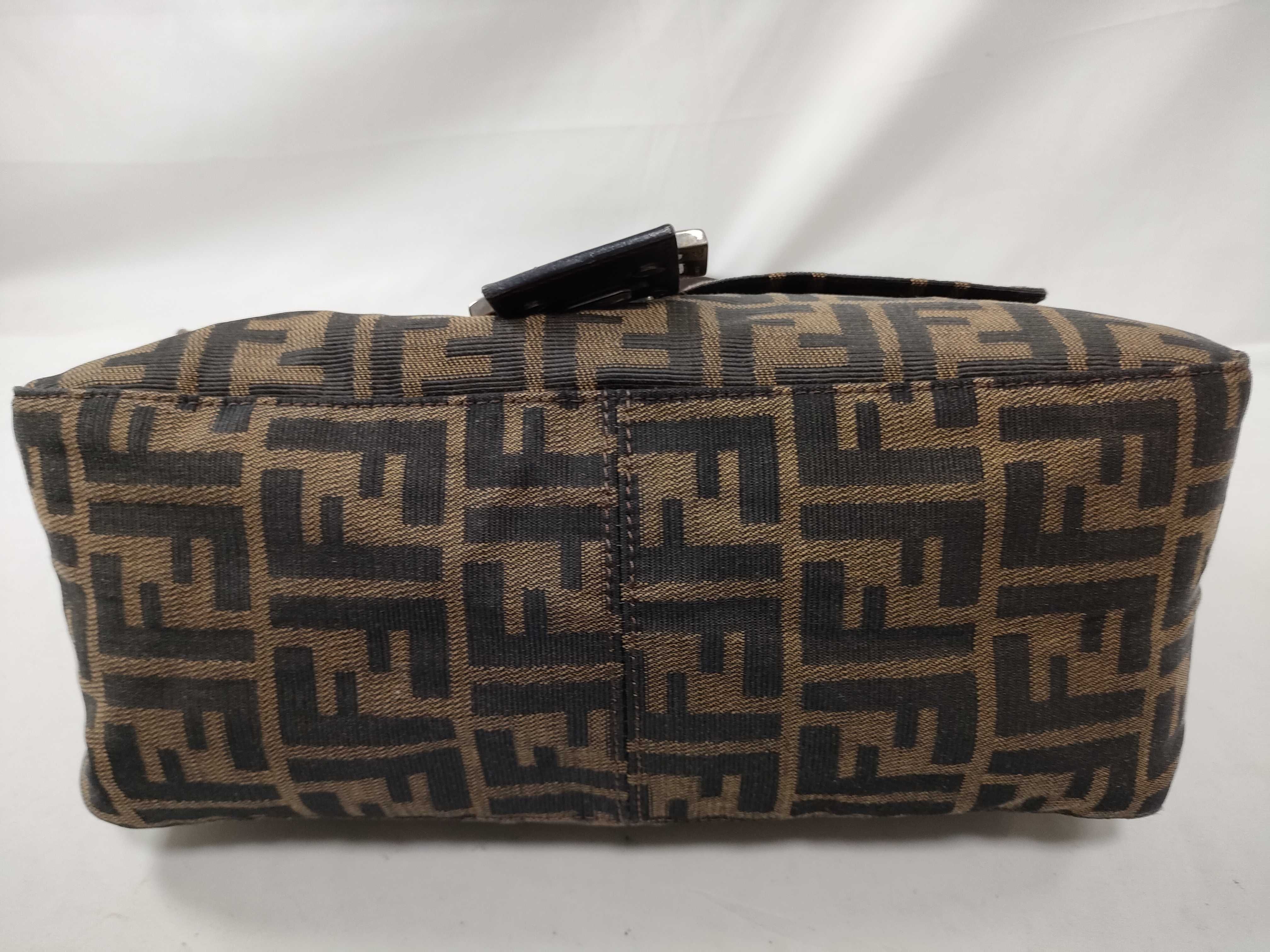 Zucchino Mamma Bucket Canvas x Leather Shoulder Bag, Beige x Brown Handbag — view 6