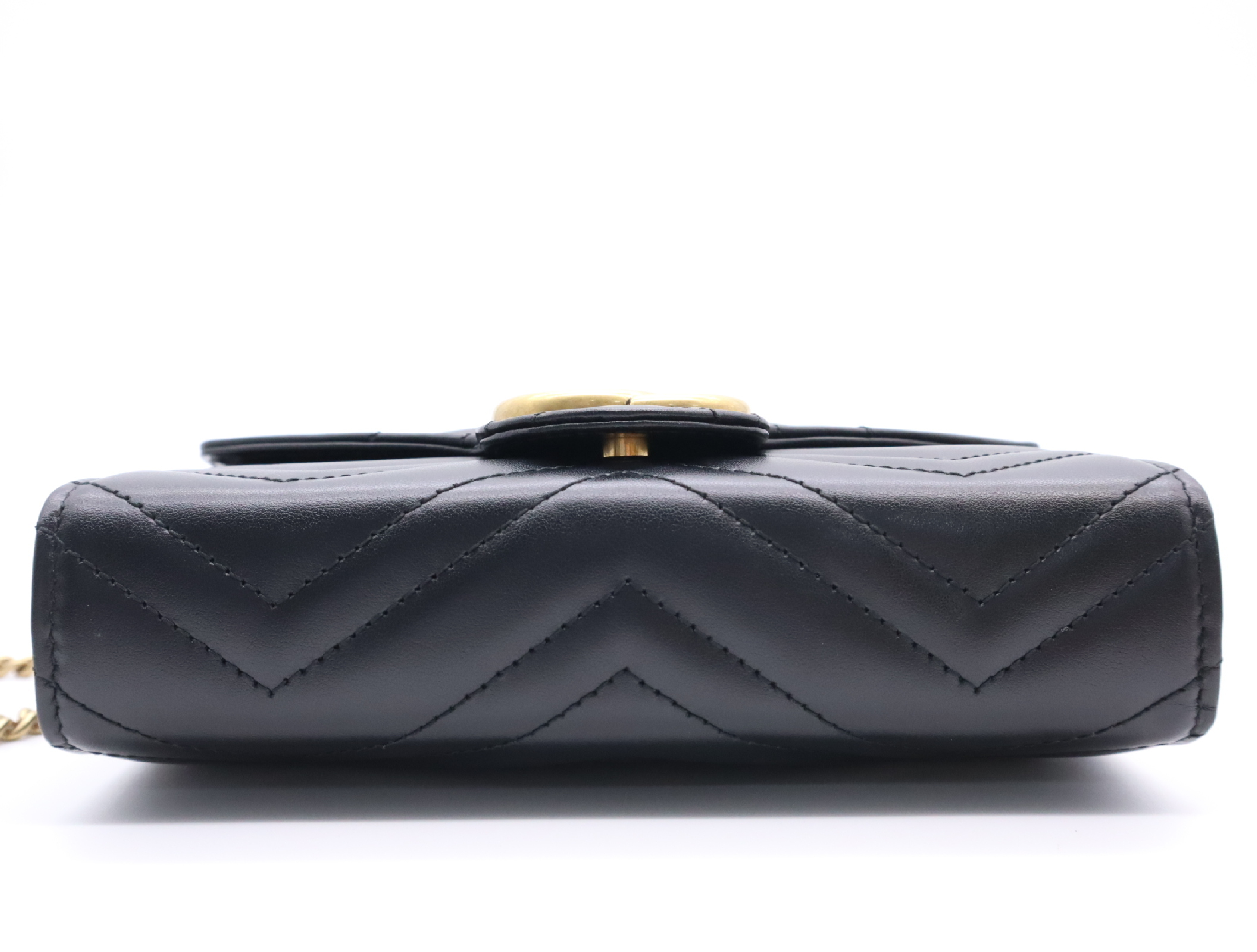 474575 Leather GG Marmont Chain Wallet, Black, Gold Hardware, with Dust Bag, Shoulder Bag — view 4
