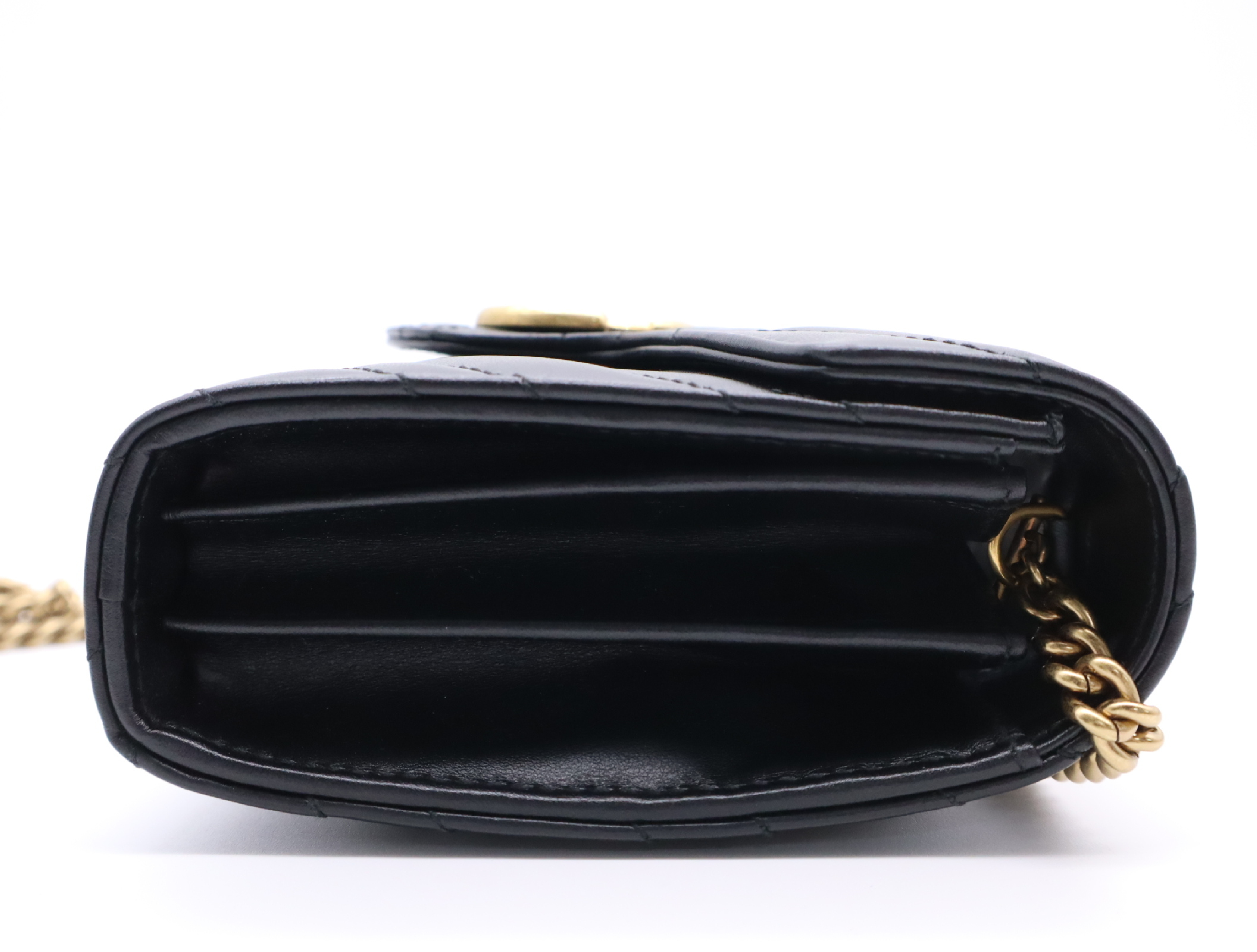 474575 Leather GG Marmont Chain Wallet, Black, Gold Hardware, with Dust Bag, Shoulder Bag — view 5