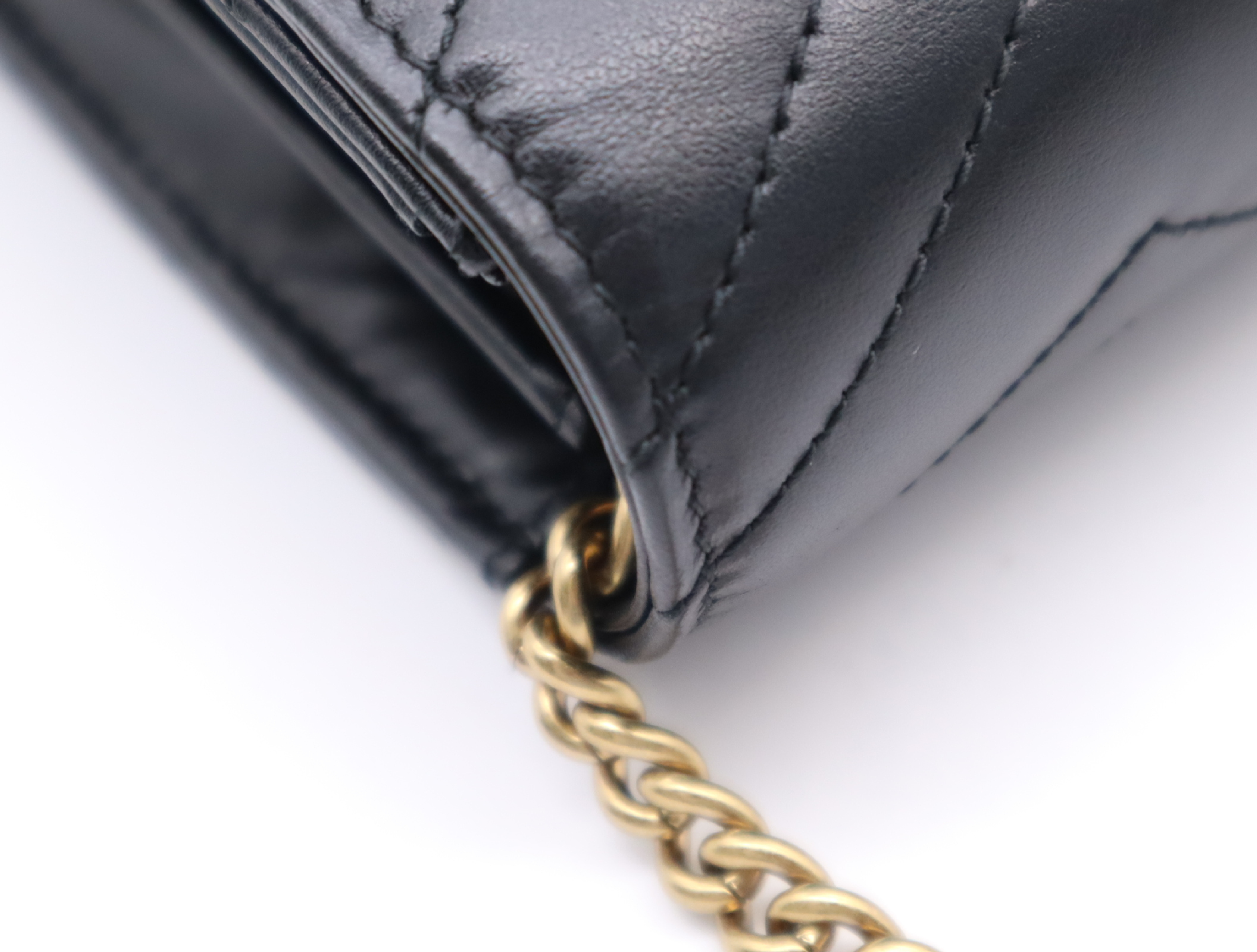 474575 Leather GG Marmont Chain Wallet, Black, Gold Hardware, with Dust Bag, Shoulder Bag — view 8