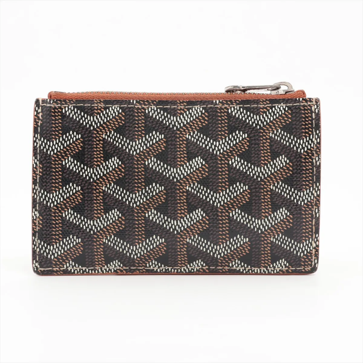 Herringbone Bourbon Card Holder PVC x Leather Fragment Case Brown — view 2