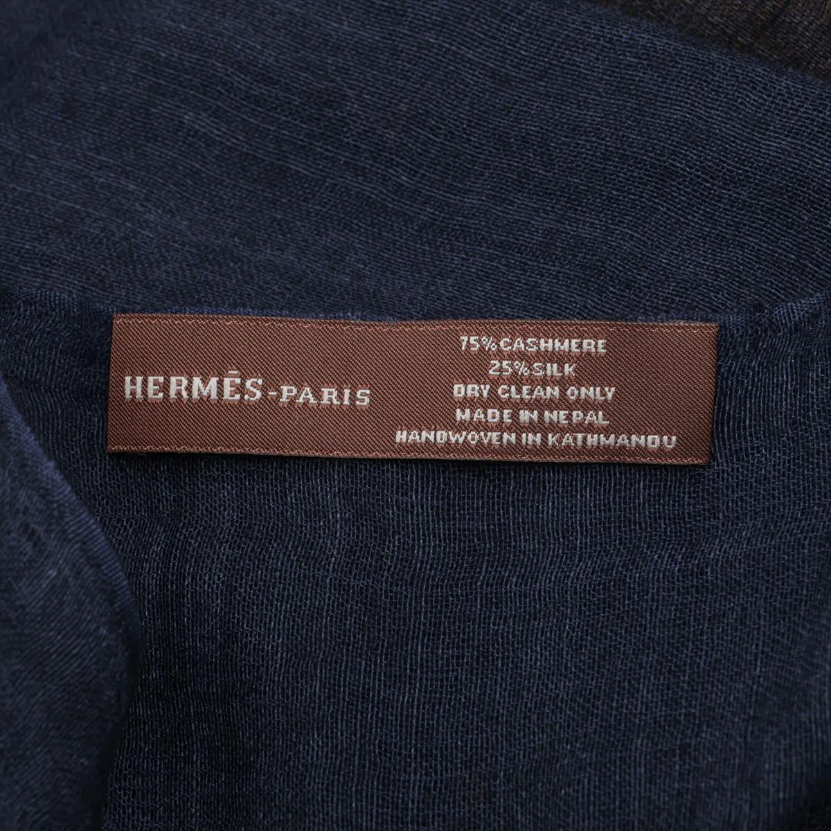 Logo Shawl Cashmere x Silk Navy x Yellow Thread Fuzzing Thread — view 3