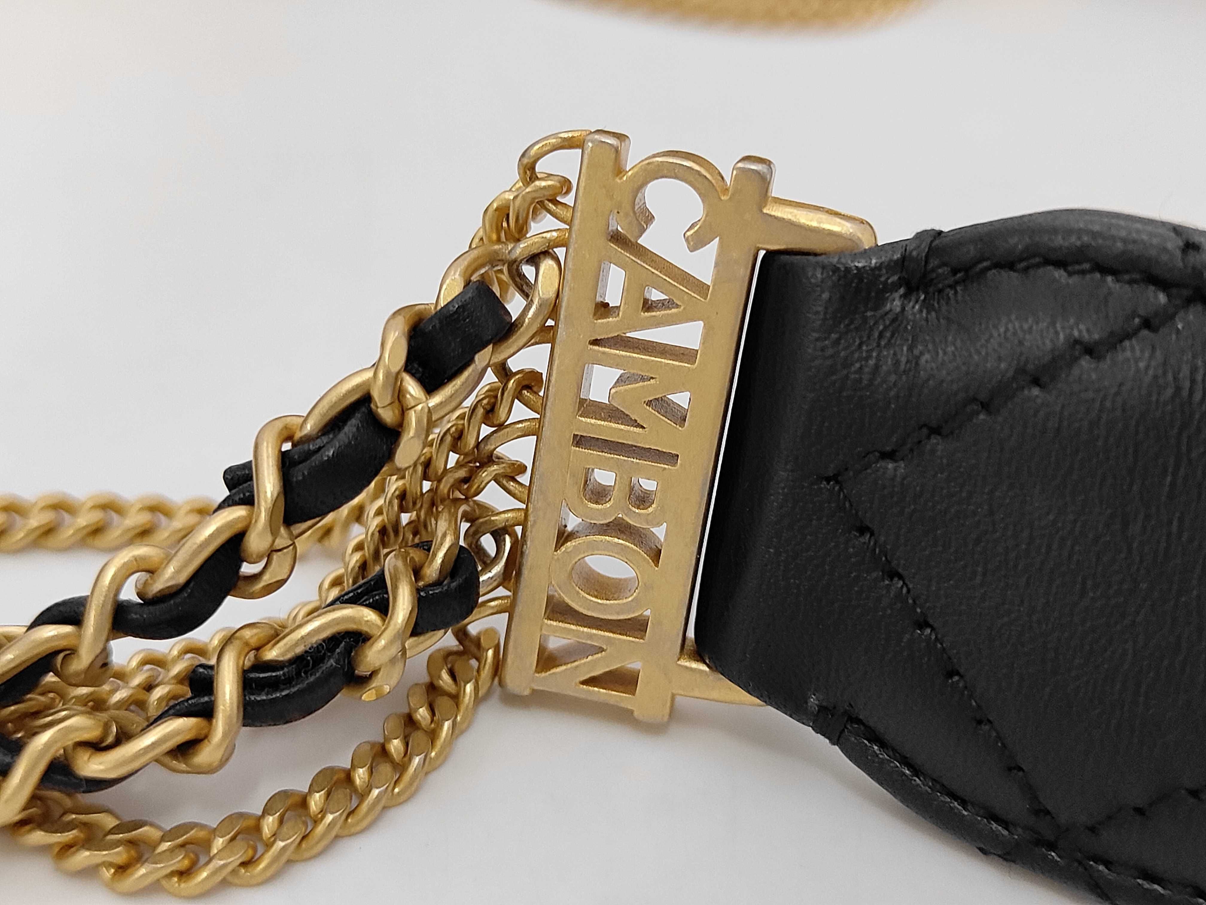 Matelassé Waist Bag Chain Shoulder Bag Lambskin Black Gold Hardware Shoulder Bag — view 8
