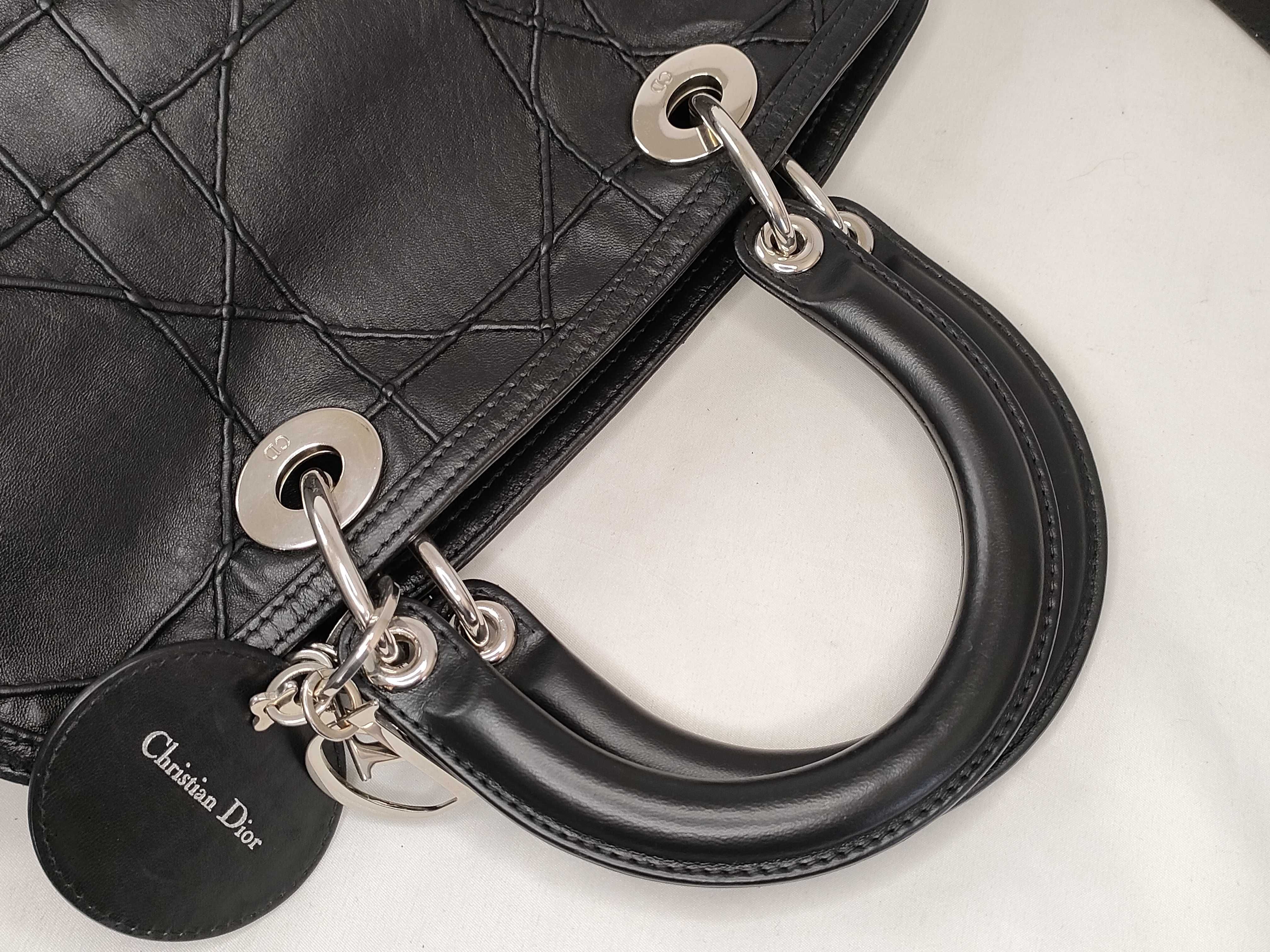 Cannage Leather Handbag Shoulder Bag Black Serial Handbag — view 3