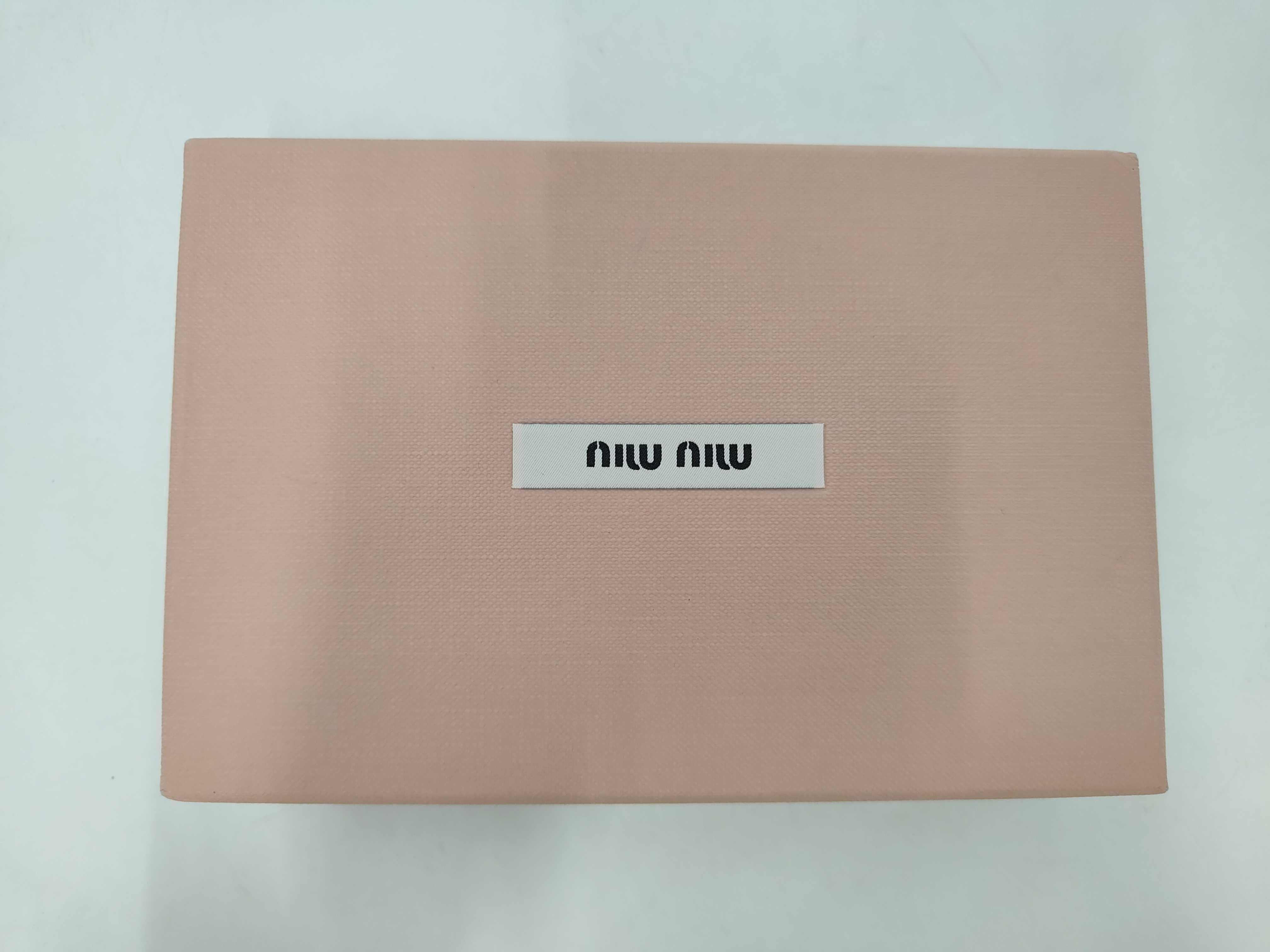 Miu Swallow print Madras leather L-shaped zipper trifold wallet, black. — view 9