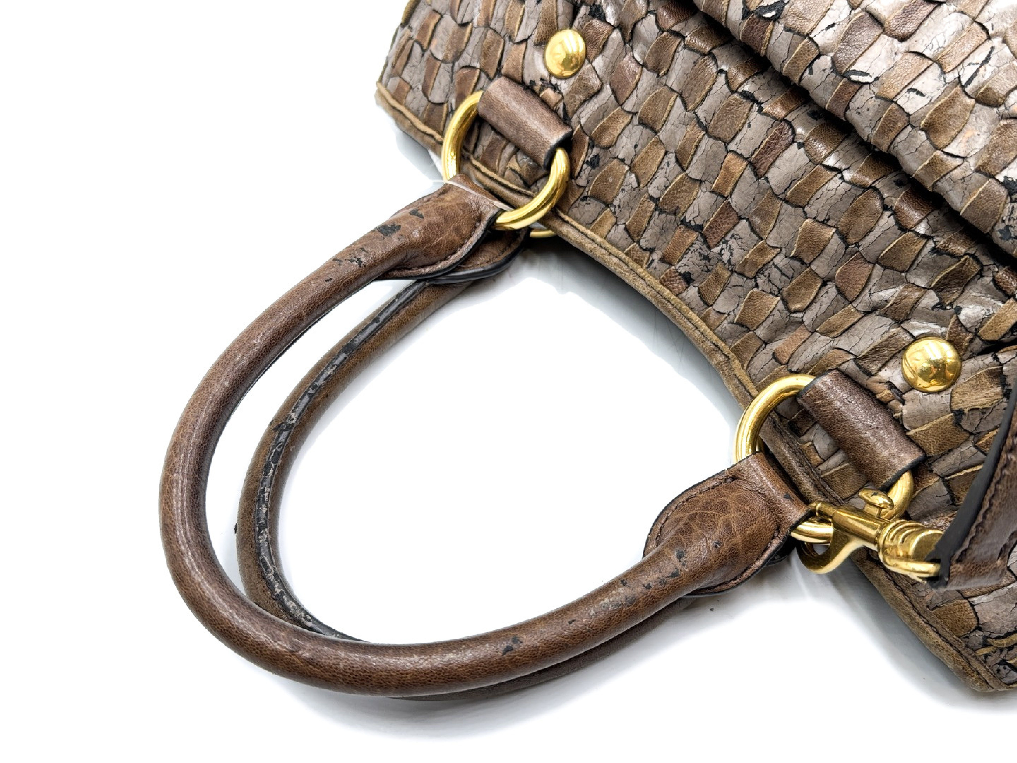 2-way strap leather handbag with gold hardware — view 3