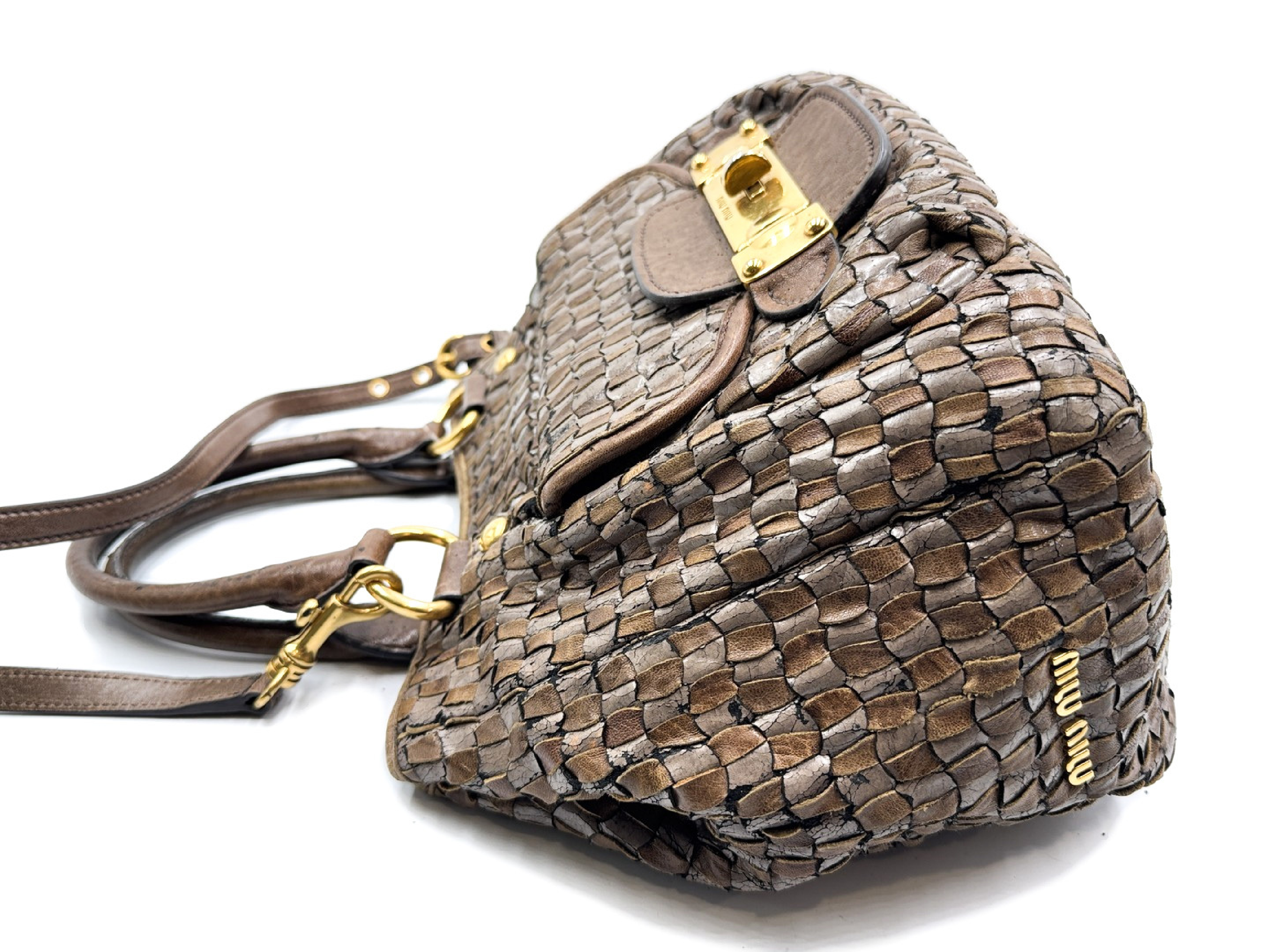2-way strap leather handbag with gold hardware — view 4