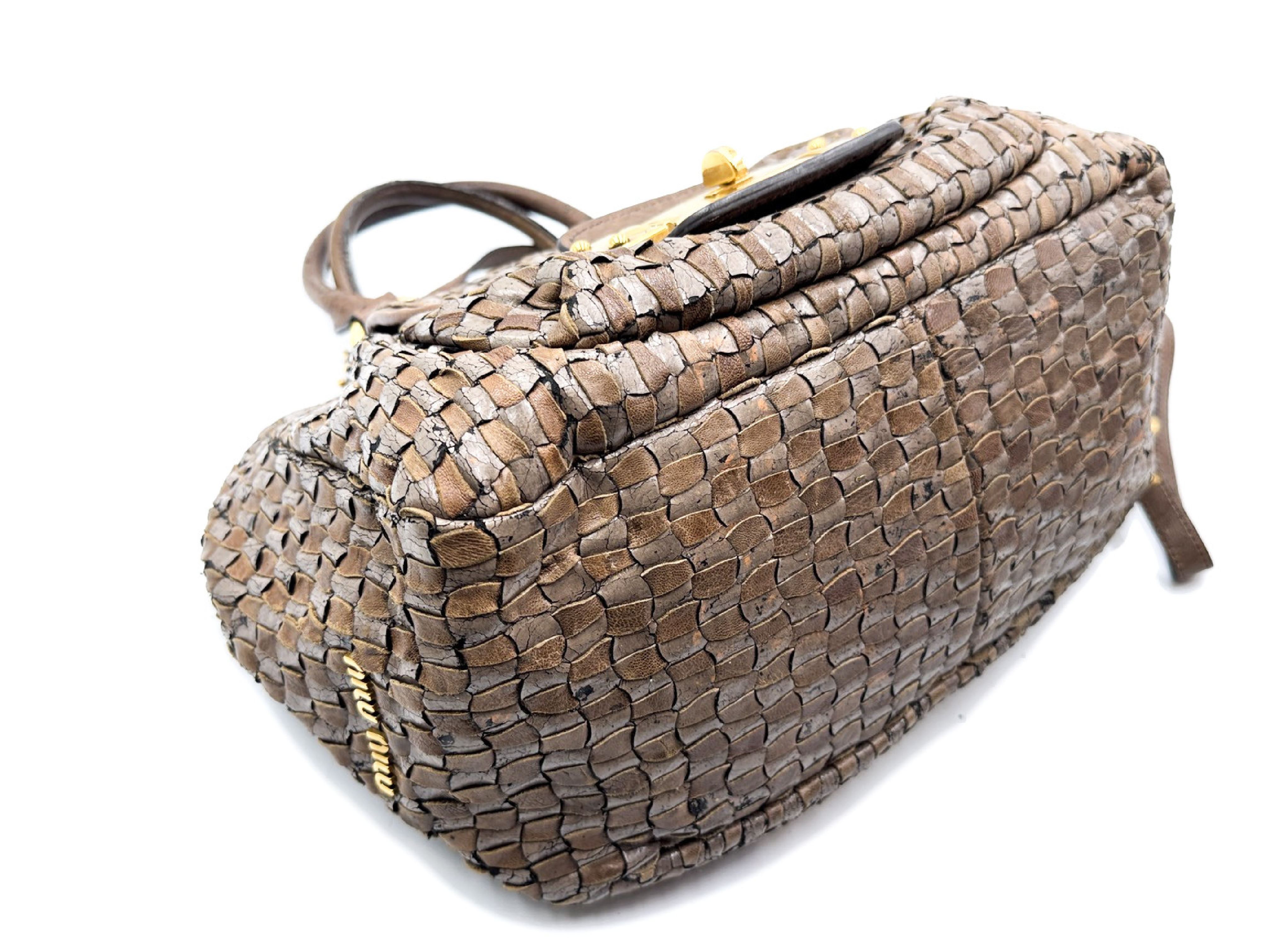 2-way strap leather handbag with gold hardware — view 6