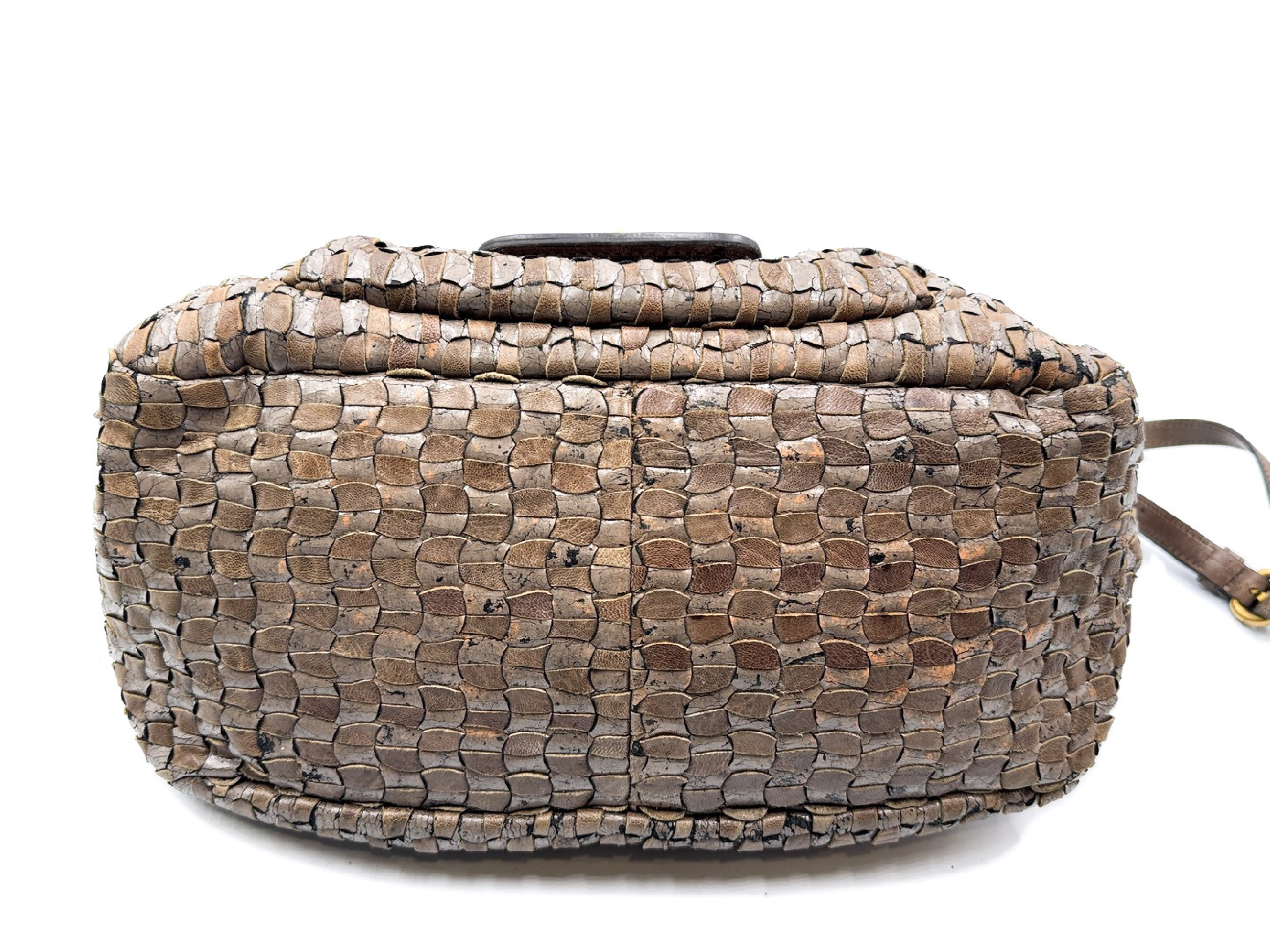 2-way strap leather handbag with gold hardware — view 8