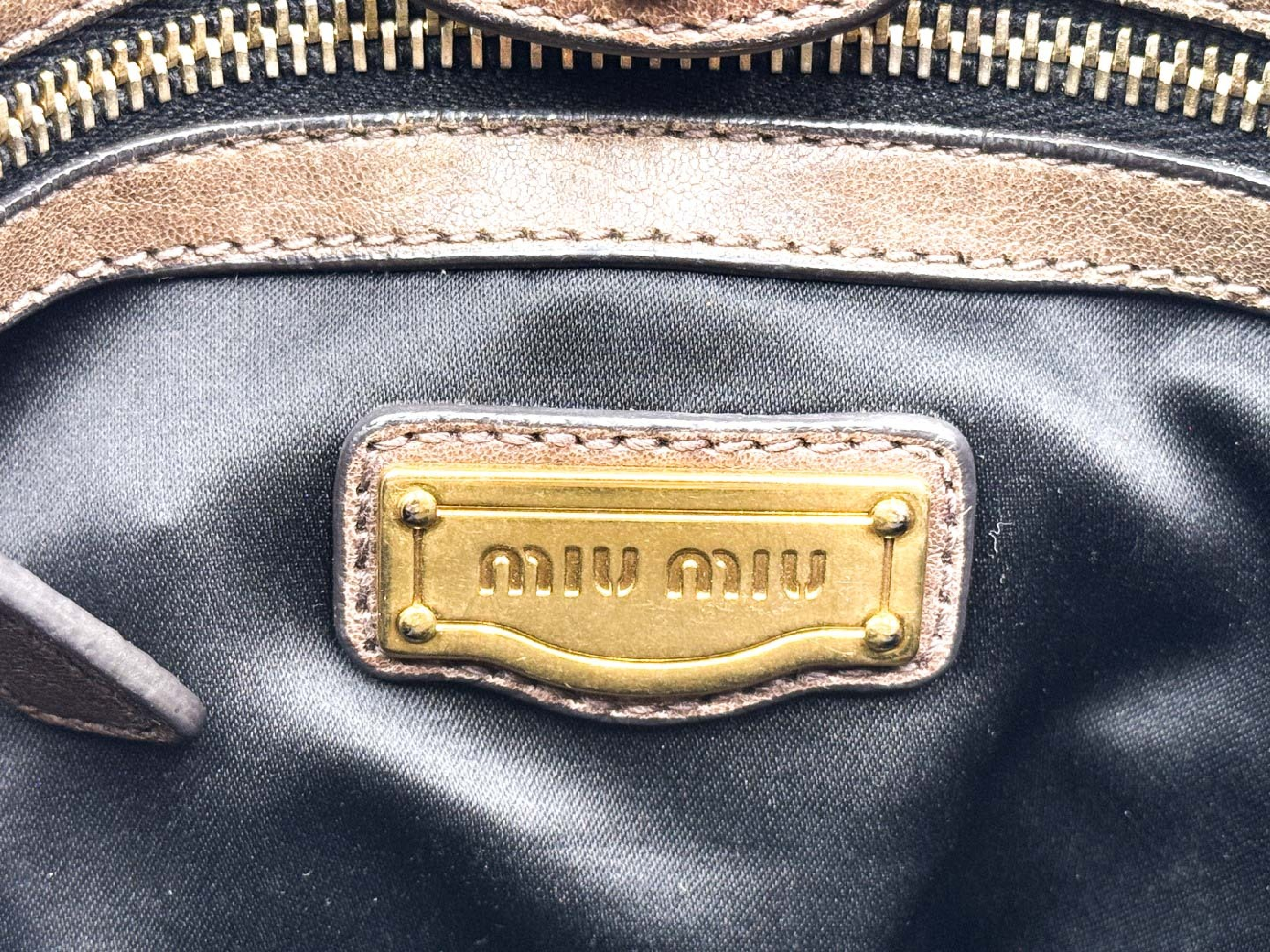 2-way strap leather handbag with gold hardware — view 9
