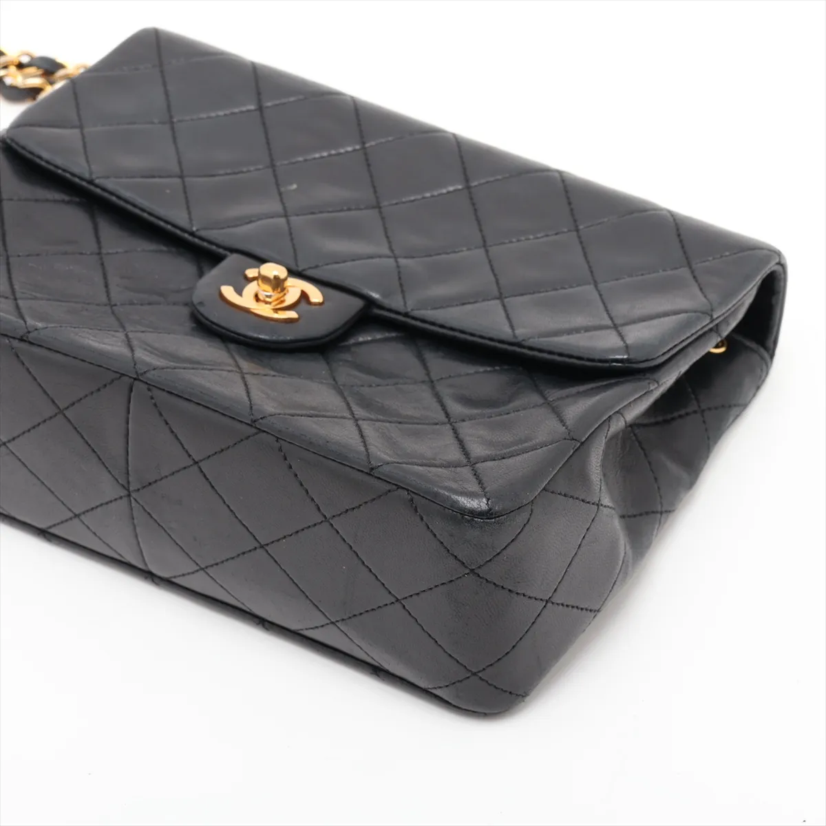Mini Matelassé 20 Lambskin Single Flap Single Chain Bag, Black with Gold Hardware, 1515423, Series 1, A69900 — view 3