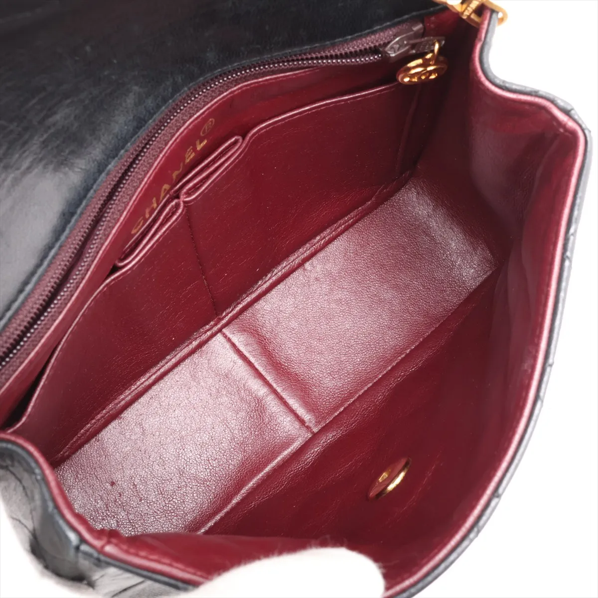 Mini Matelassé 20 Lambskin Single Flap Single Chain Bag, Black with Gold Hardware, 1515423, Series 1, A69900 — view 6