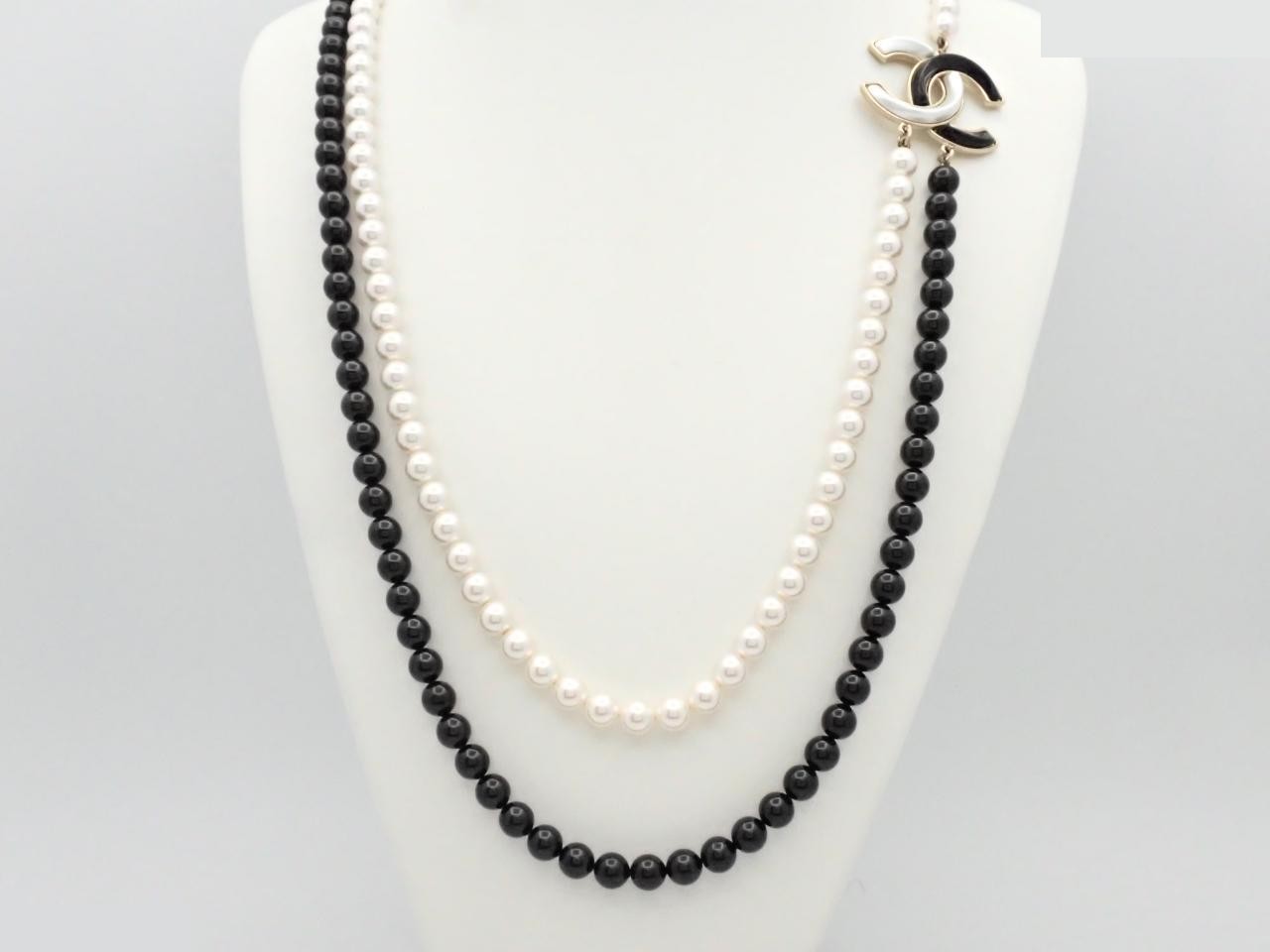 Pearl Long Necklace with Coco Mark, Chain approx. 105cm