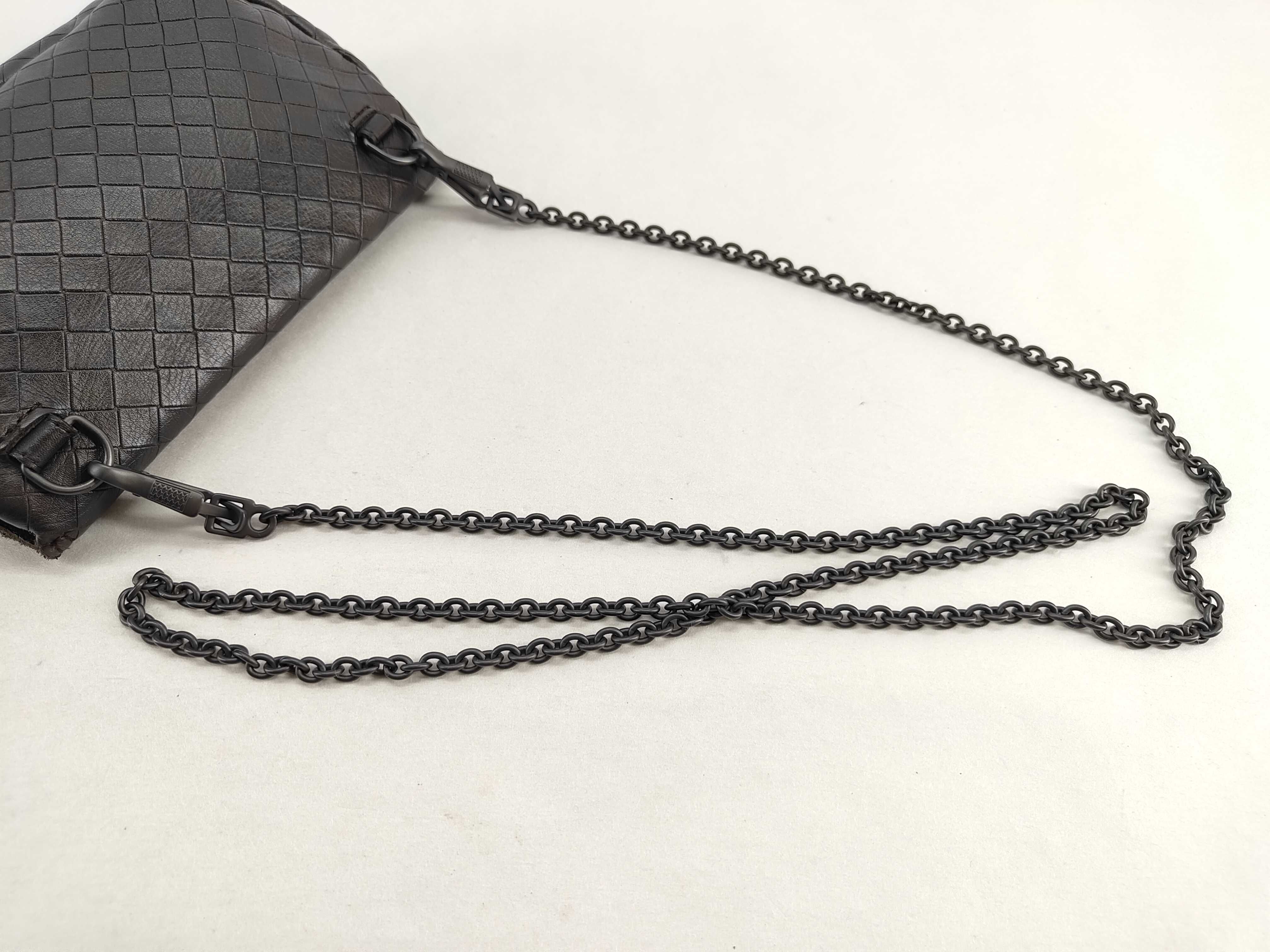 Intrecciato Leather Shoulder Bag (Black) — view 3
