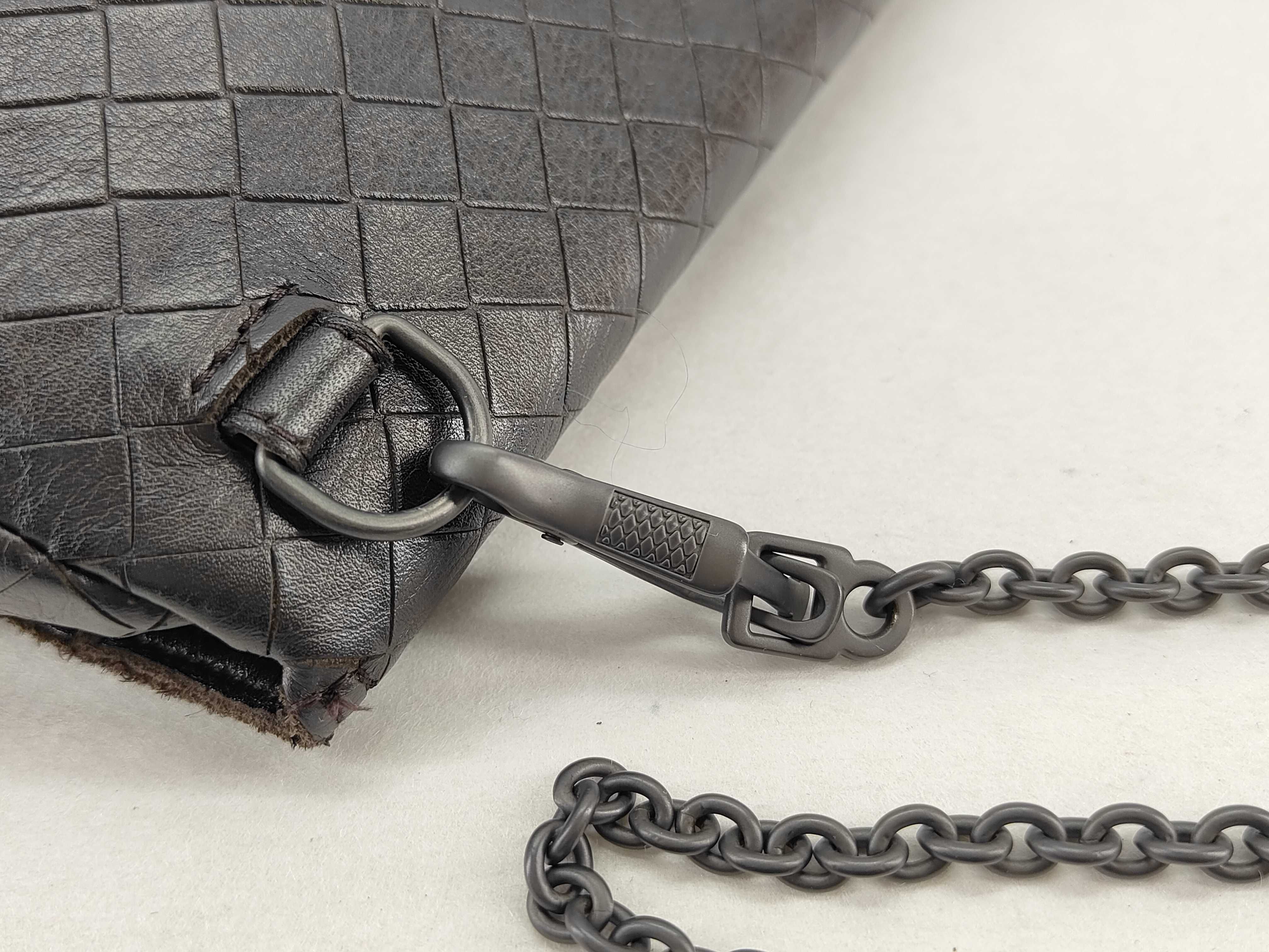 Intrecciato Leather Shoulder Bag (Black) — view 4