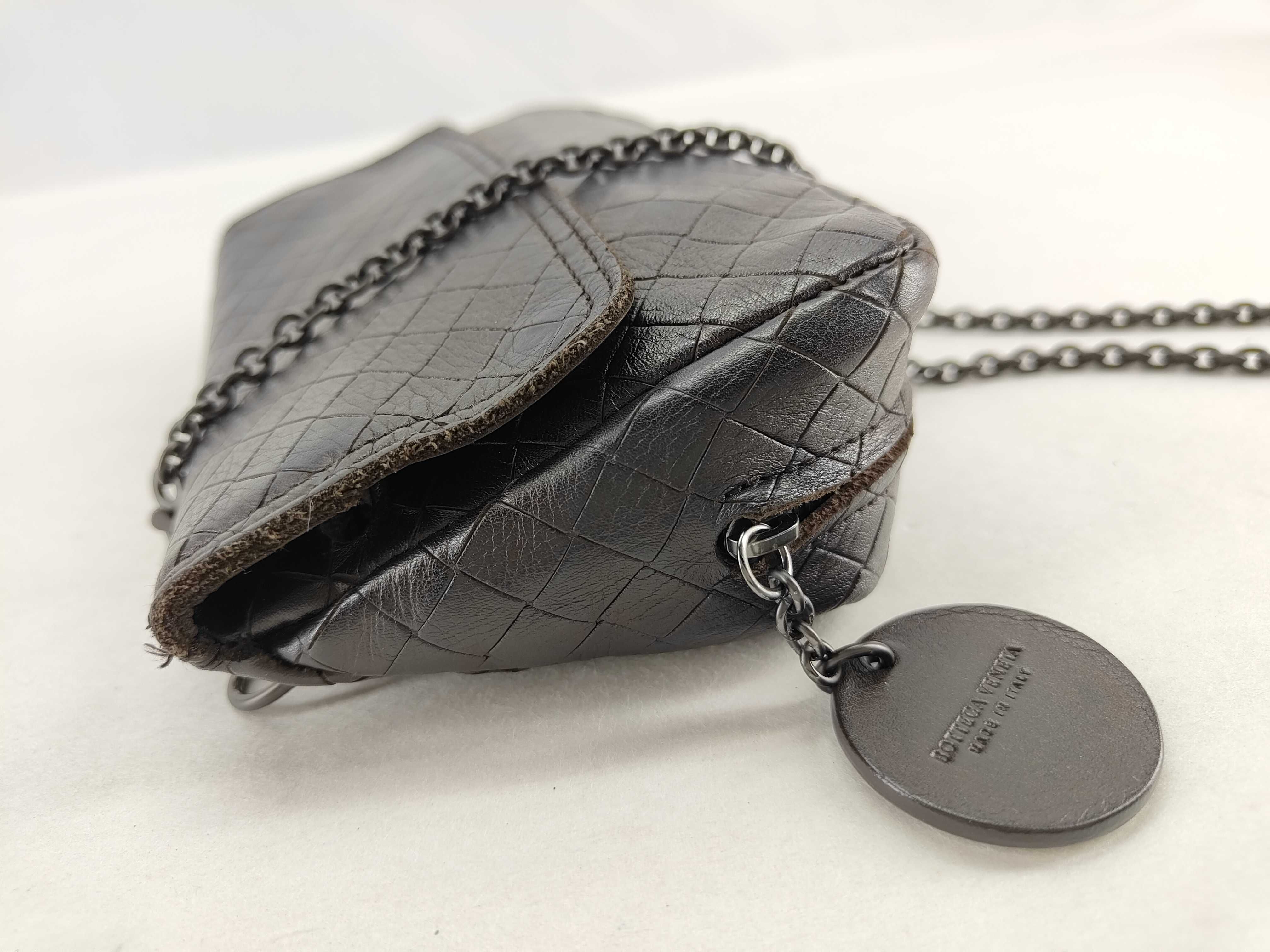 Intrecciato Leather Shoulder Bag (Black) — view 5