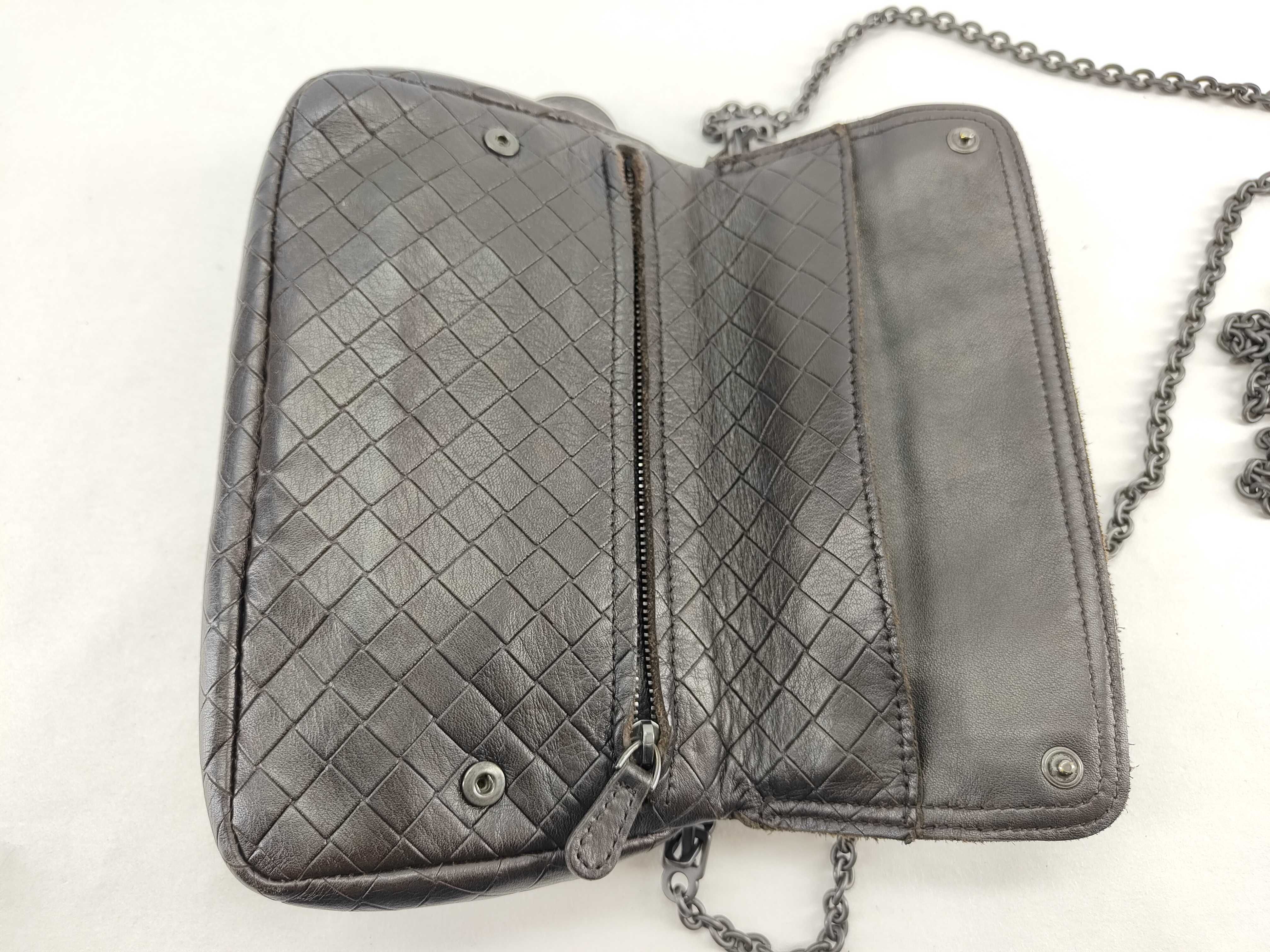 Intrecciato Leather Shoulder Bag (Black) — view 8