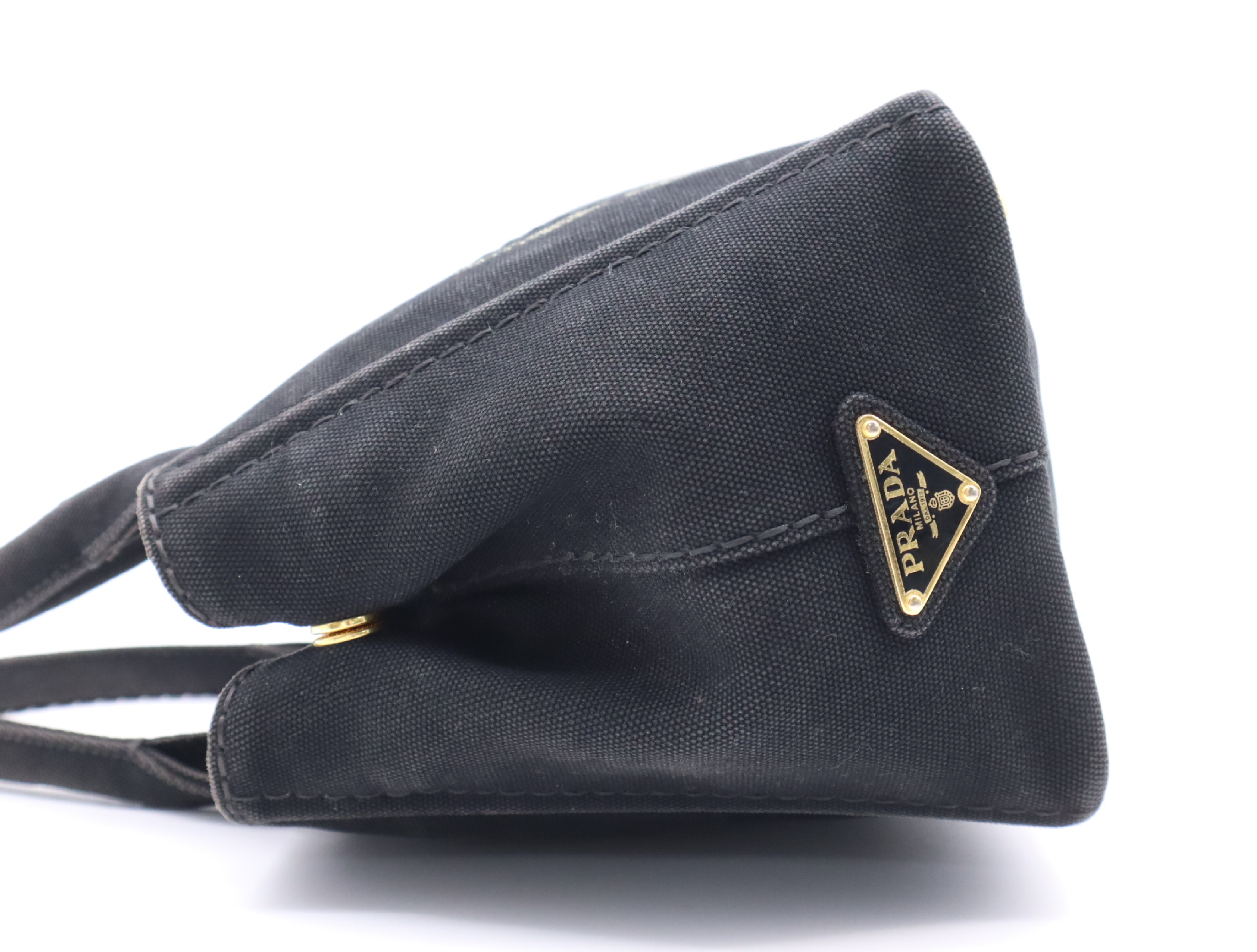 Canvas Canapa Tote Bag MINI Black with Gold Hardware and Handle — view 3