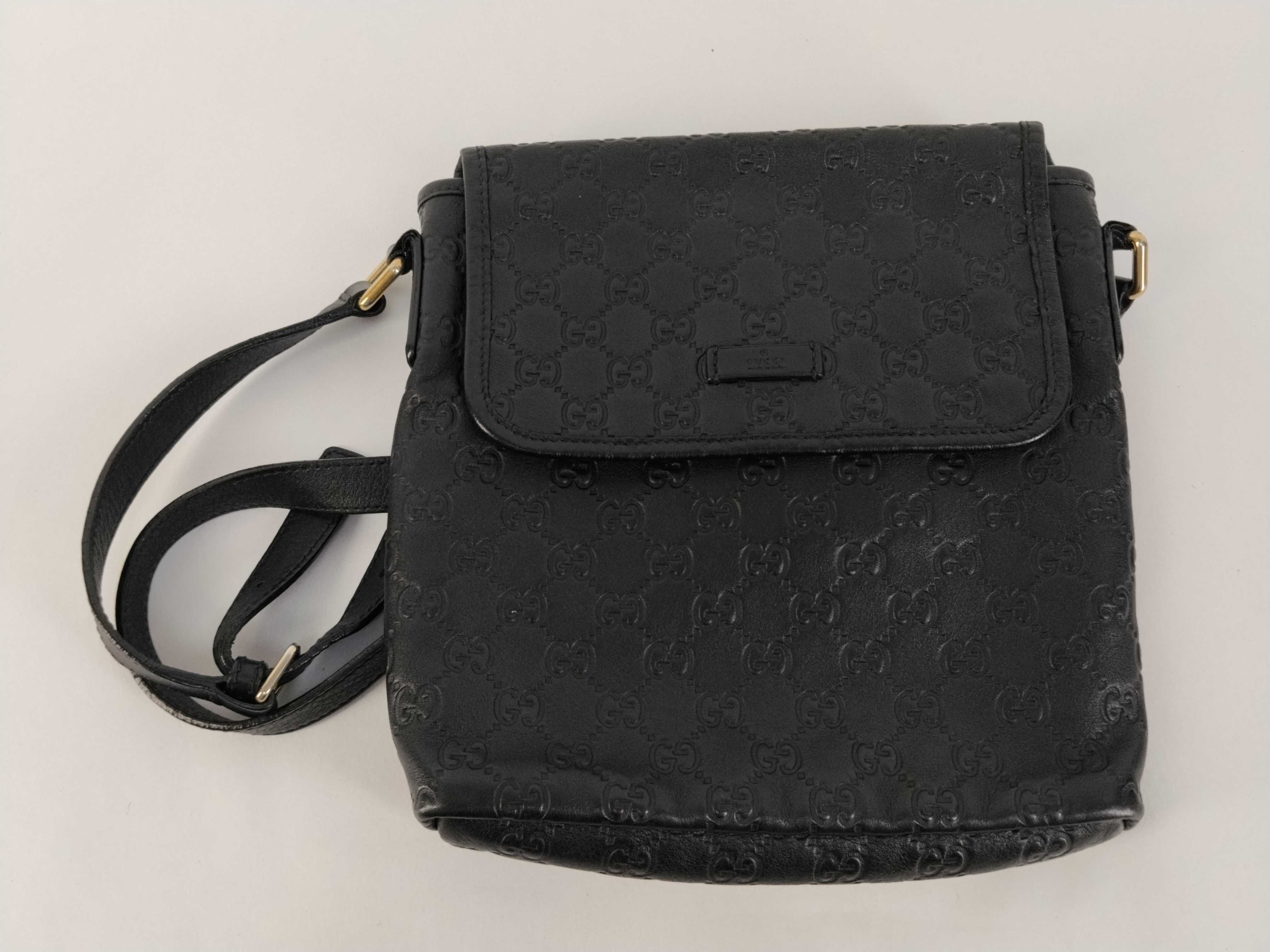 Guccissima Leather Shoulder Bag, Black, 223666