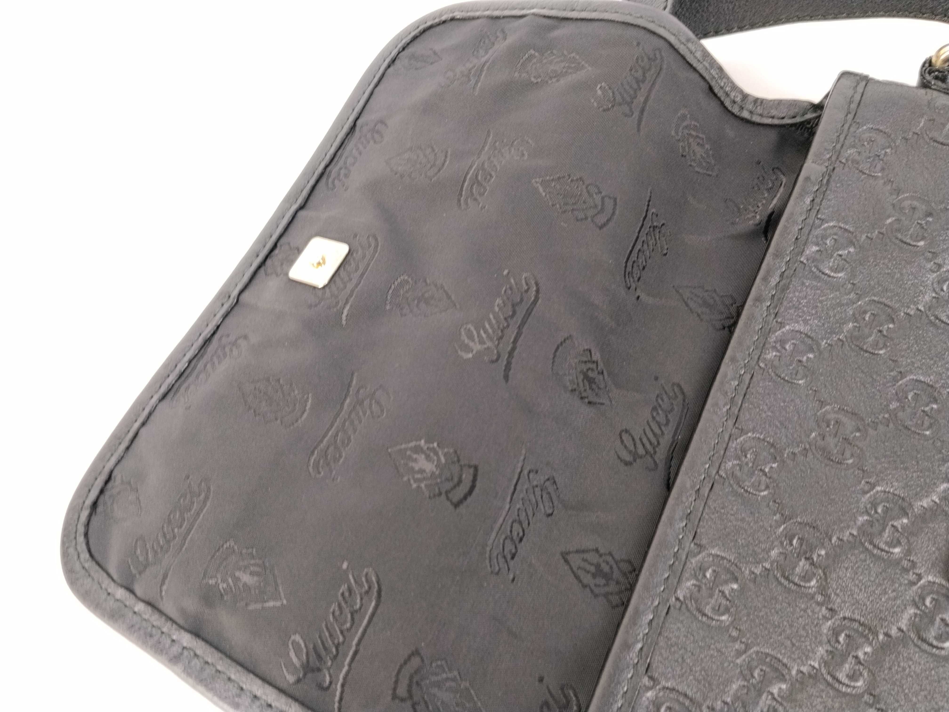 Guccissima Leather Shoulder Bag, Black, 223666 — view 8