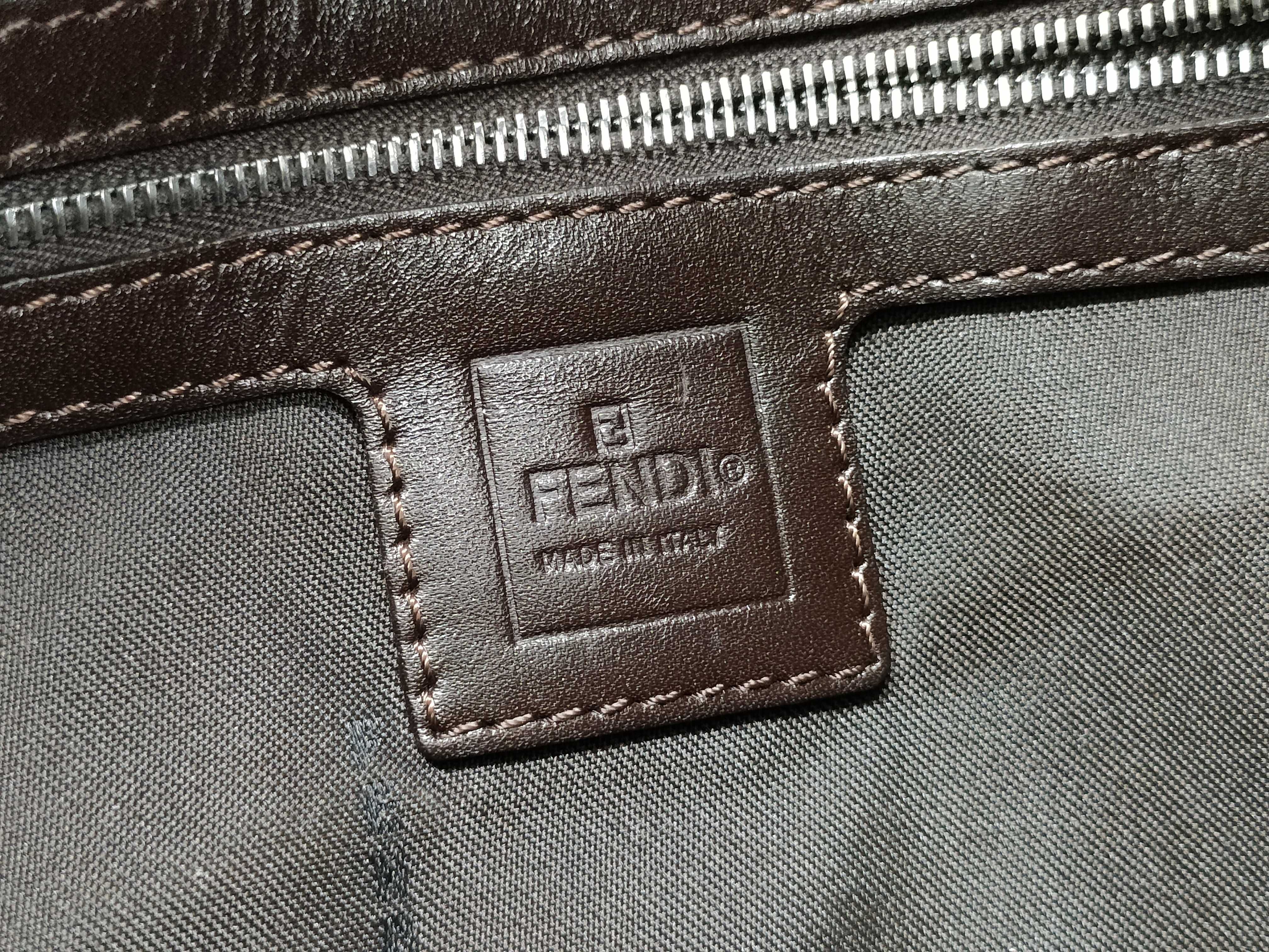 Zucca pattern Fendi Zucca Mamma Bucket Canvas x Leather Shoulder Bag — view 12