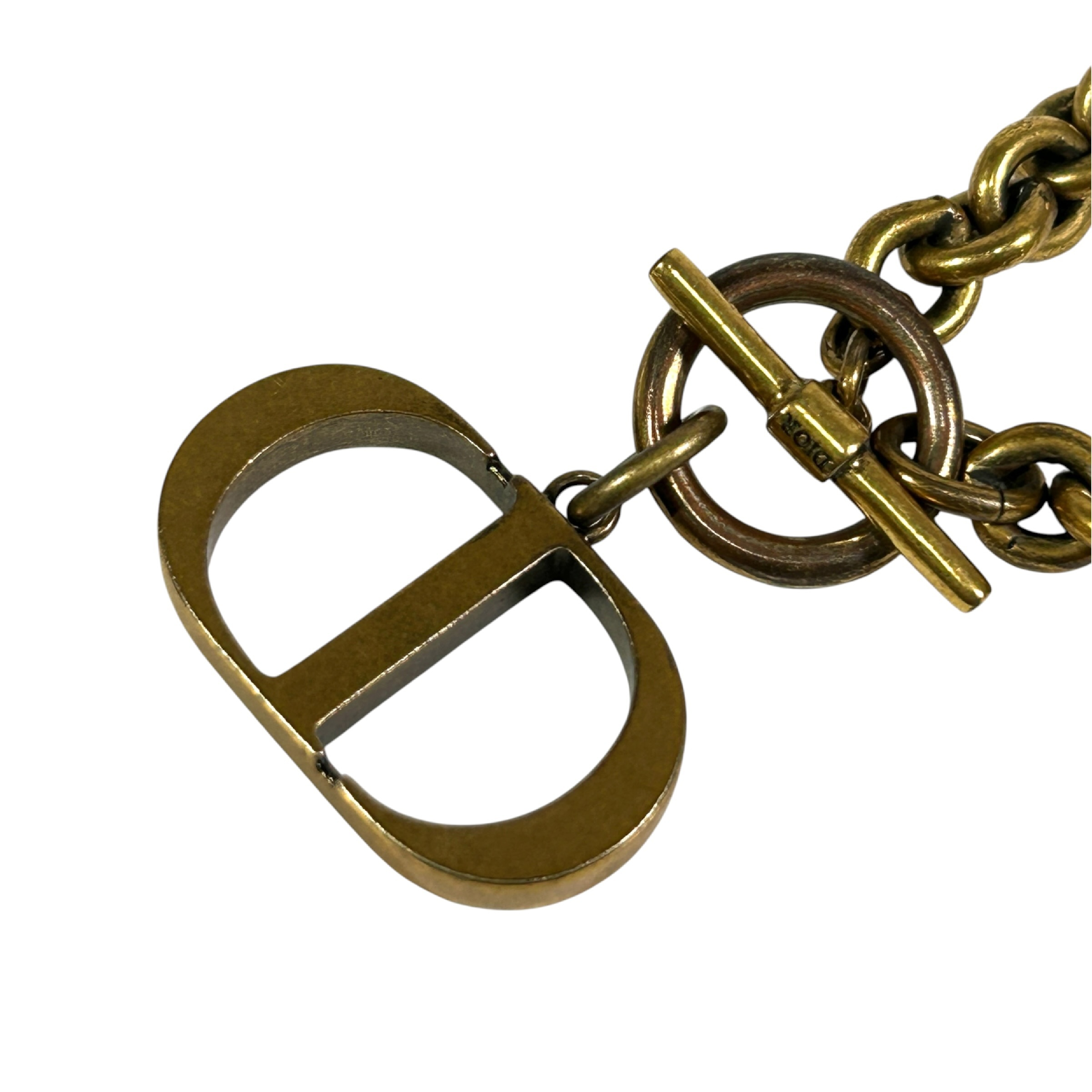 Montaigne CD Logo Toggle Necklace, 50cm Total Length, Double Bracelet, Chunky Chain, Antique Gold Tone, Metal Material, Comes with Storage Bag and Box. — view 2