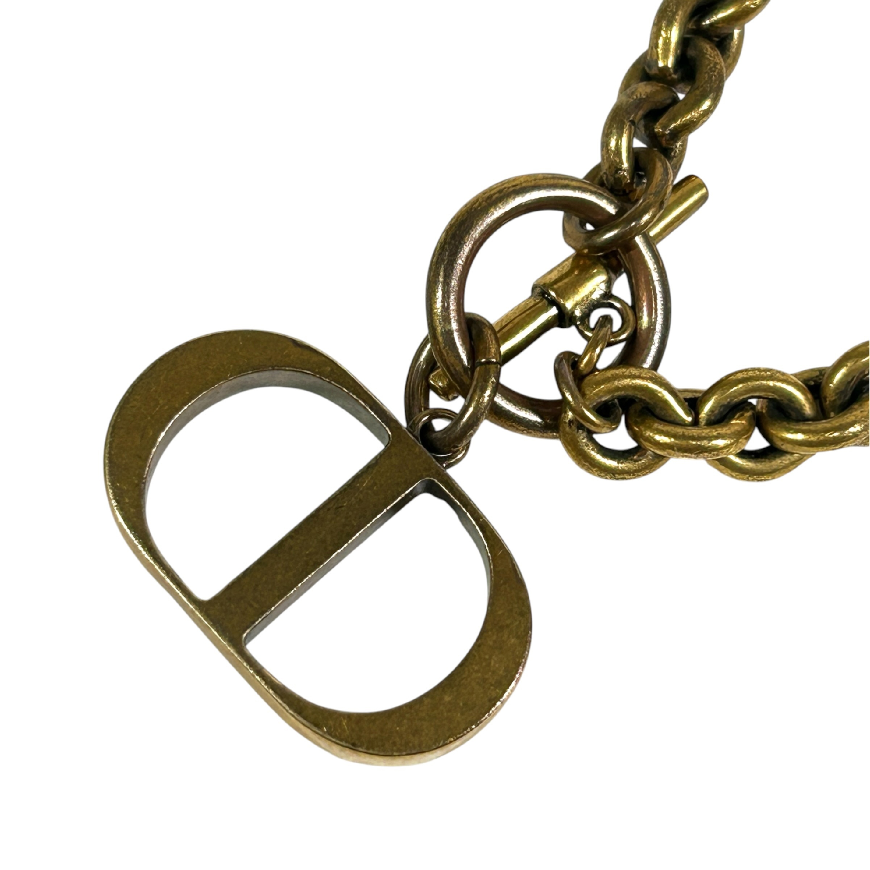 Montaigne CD Logo Toggle Necklace, 50cm Total Length, Double Bracelet, Chunky Chain, Antique Gold Tone, Metal Material, Comes with Storage Bag and Box. — view 4