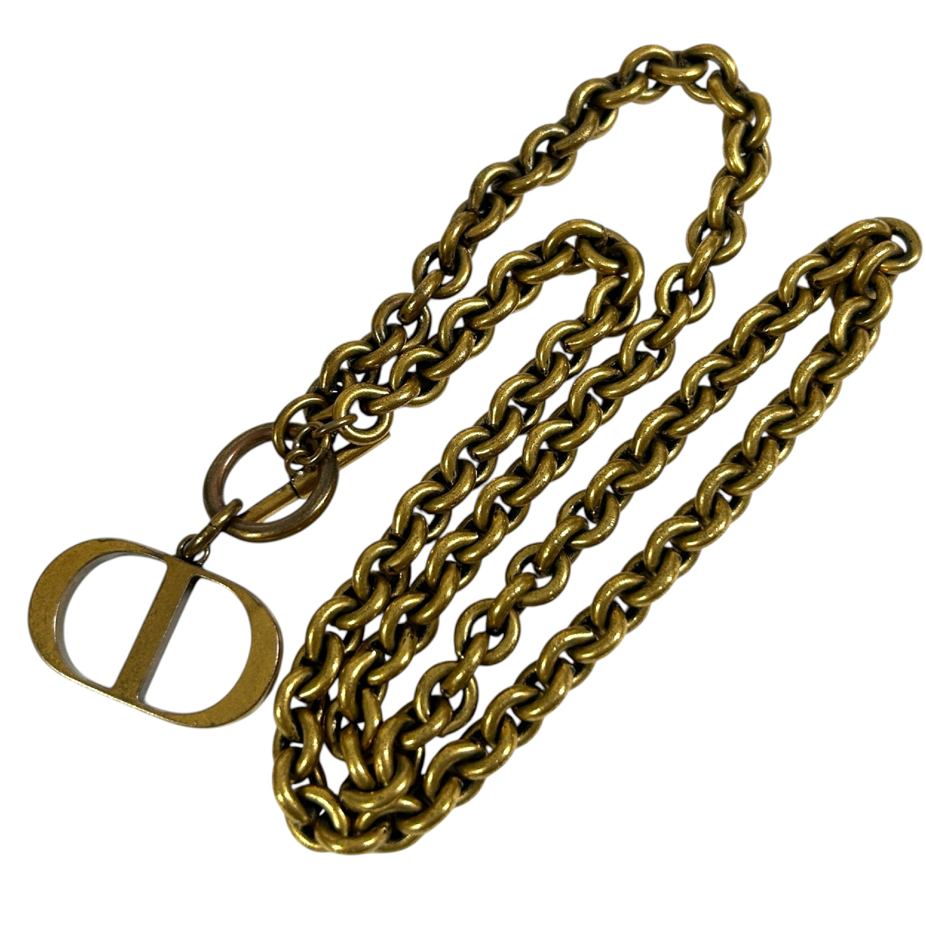Montaigne CD Logo Toggle Necklace, 50cm Total Length, Double Bracelet, Chunky Chain, Antique Gold Tone, Metal Material, Comes with Storage Bag and Box. — view 5