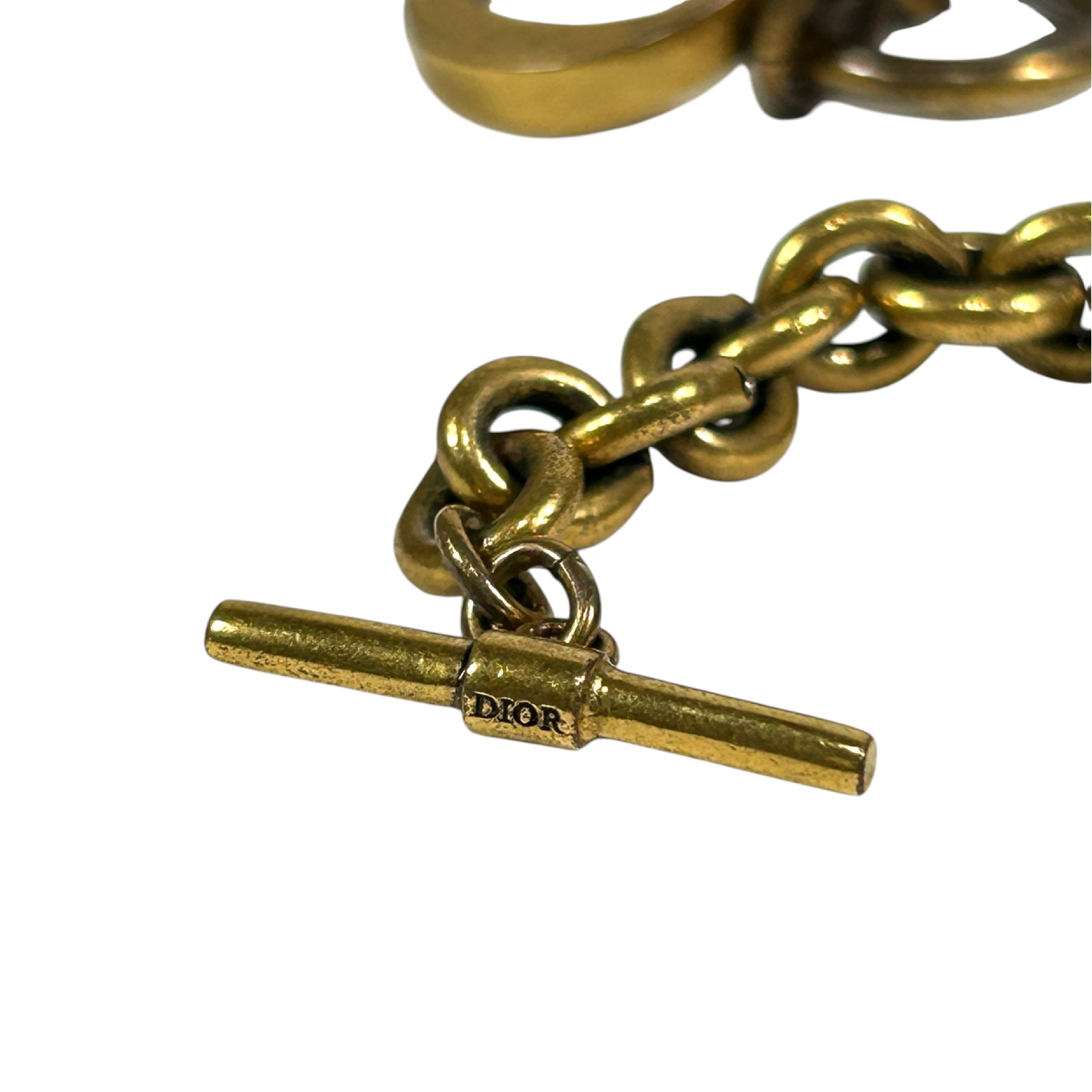 Montaigne CD Logo Toggle Necklace, 50cm Total Length, Double Bracelet, Chunky Chain, Antique Gold Tone, Metal Material, Comes with Storage Bag and Box. — view 6