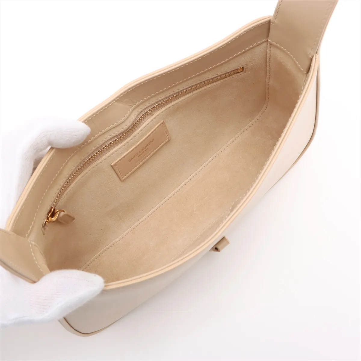 Le Saint Cassette Leather Shoulder Bag Beige 657228 — view 7