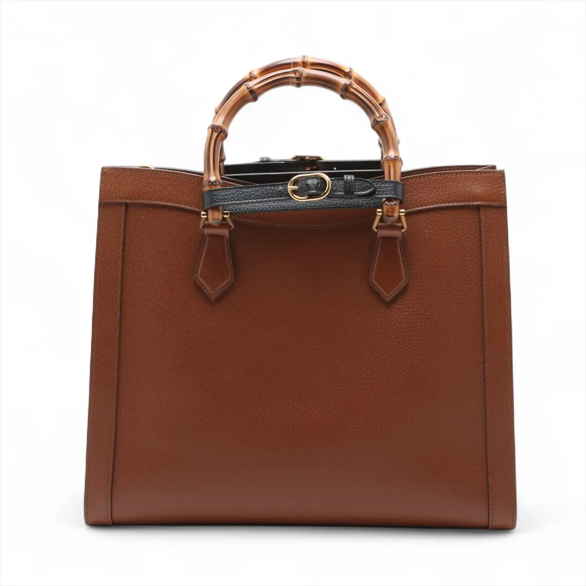 Bamboo Diana Leather 2-Way Handbag, Brown, 678842 — view 2