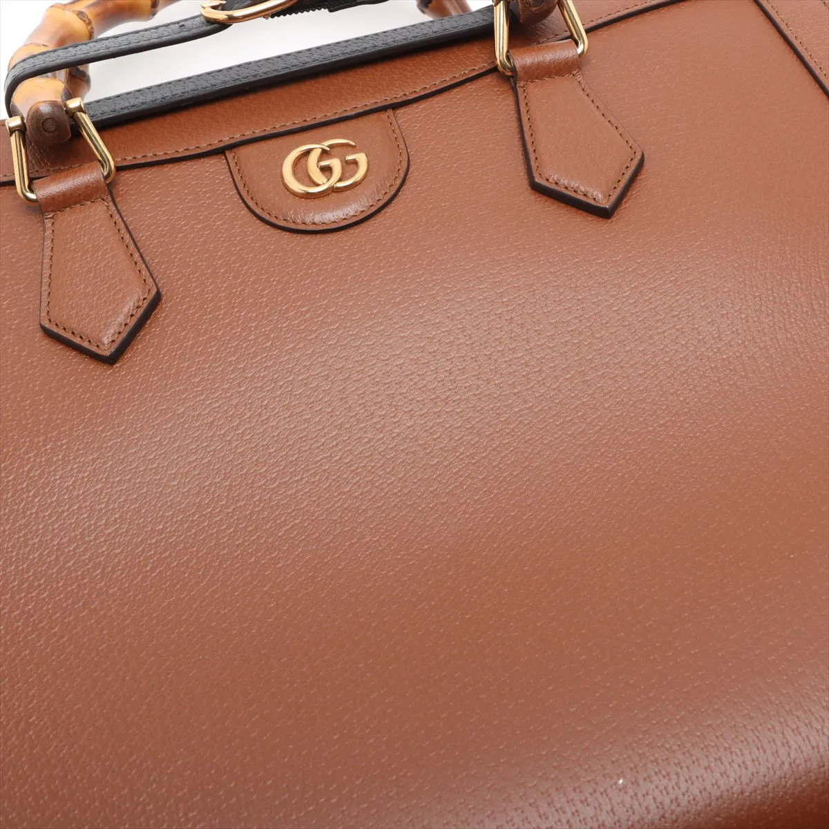 Bamboo Diana Leather 2-Way Handbag, Brown, 678842 — view 13