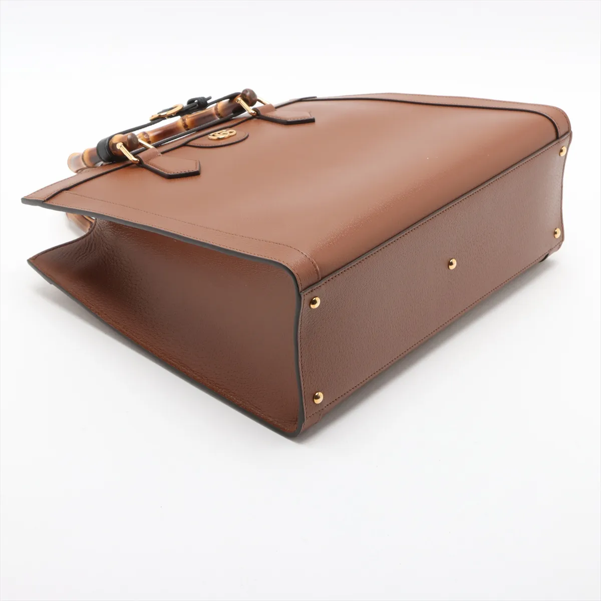 Bamboo Diana Leather 2-Way Handbag, Brown, 678842 — view 4