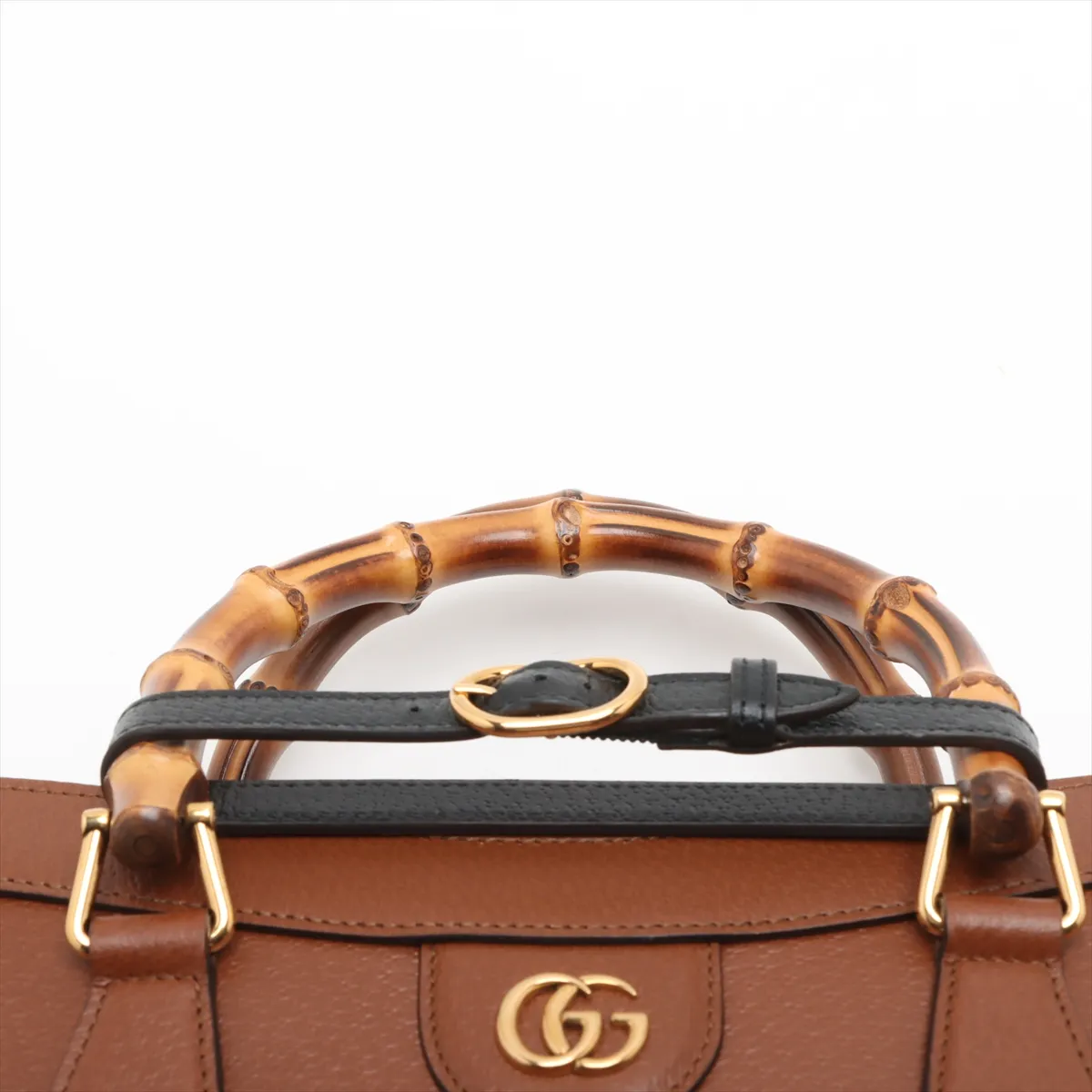 Bamboo Diana Leather 2-Way Handbag, Brown, 678842 — view 6