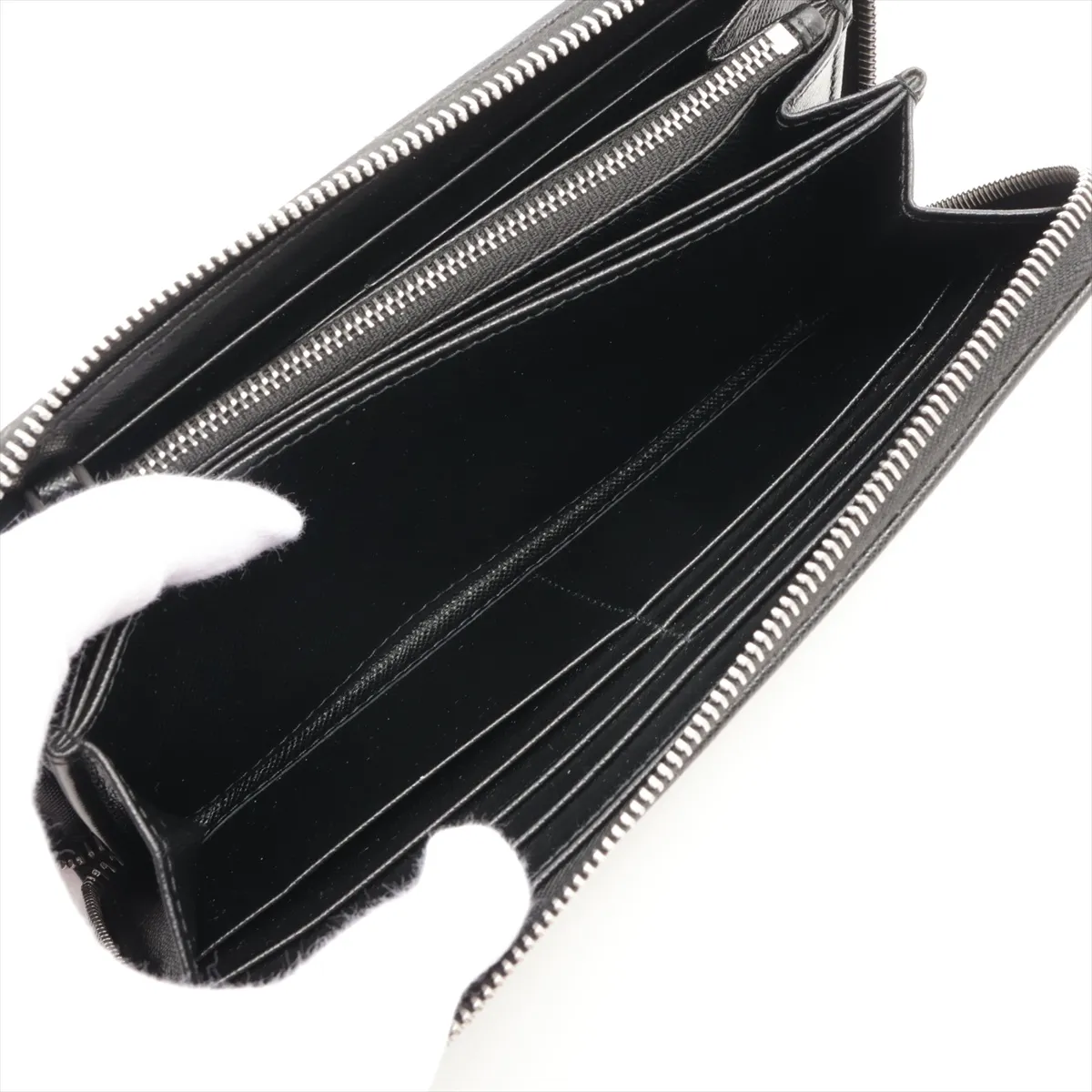 Tessuto Triangle Logo 1ML506 Nylon Round Zip Wallet Black — view 6
