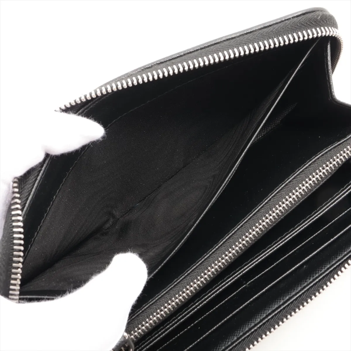 Tessuto Triangle Logo 1ML506 Nylon Round Zip Wallet Black — view 7