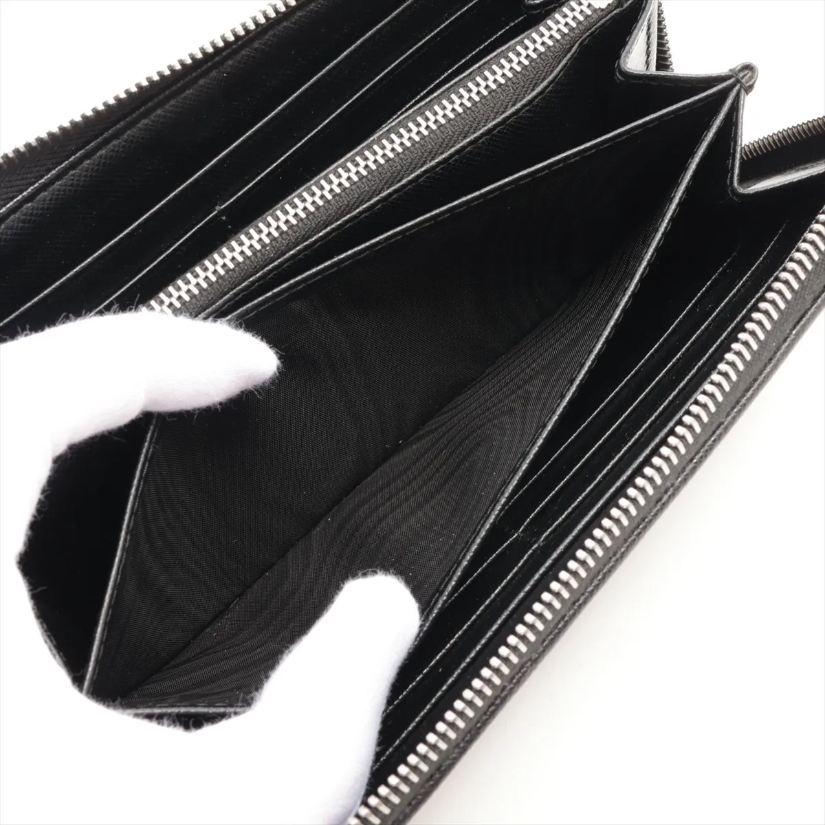 Tessuto Triangle Logo 1ML506 Nylon Round Zip Wallet Black — view 8
