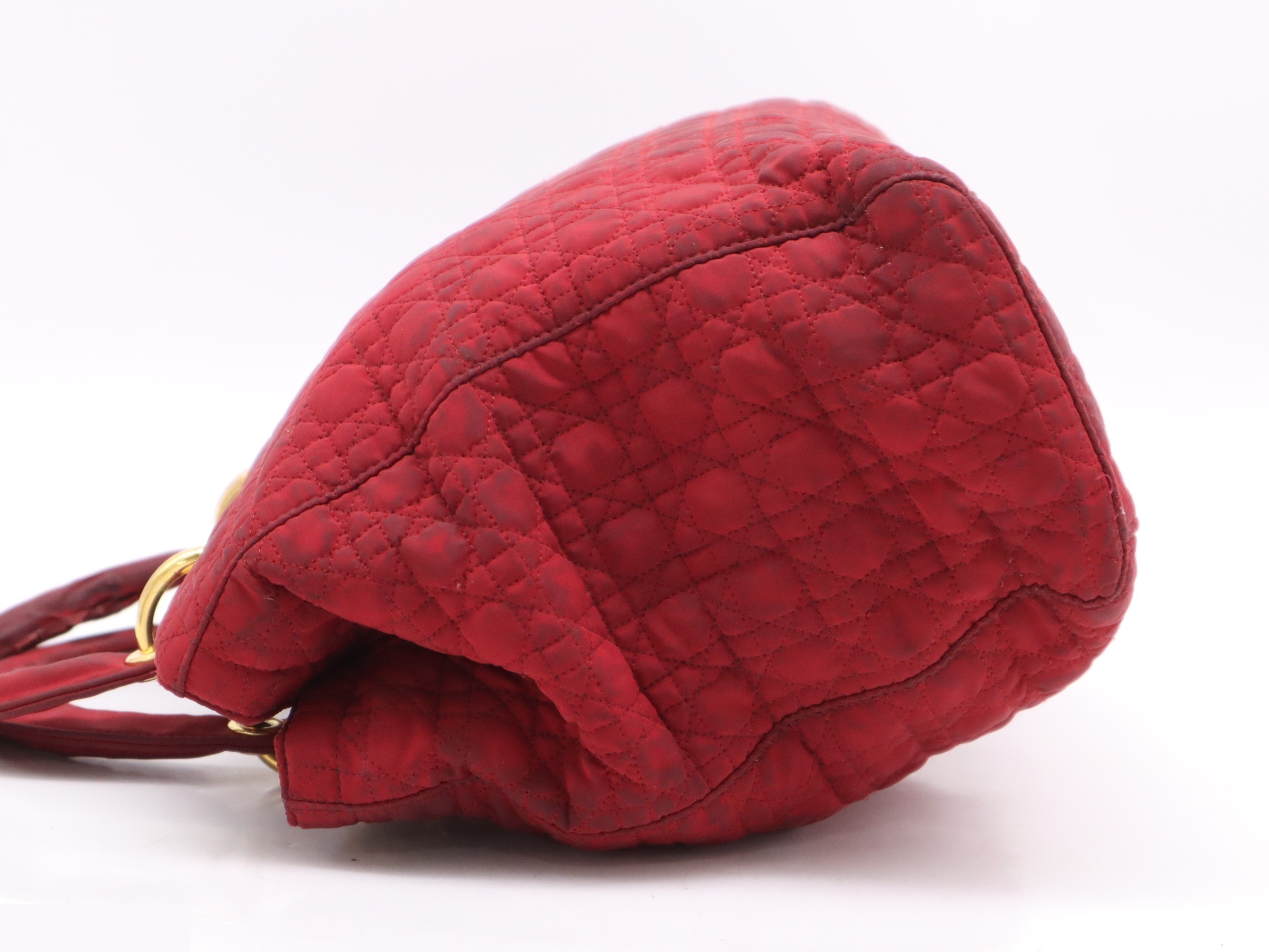Nylon Cannage Lady Dior Large Red GD Hardware Storage Bag Included — view 3