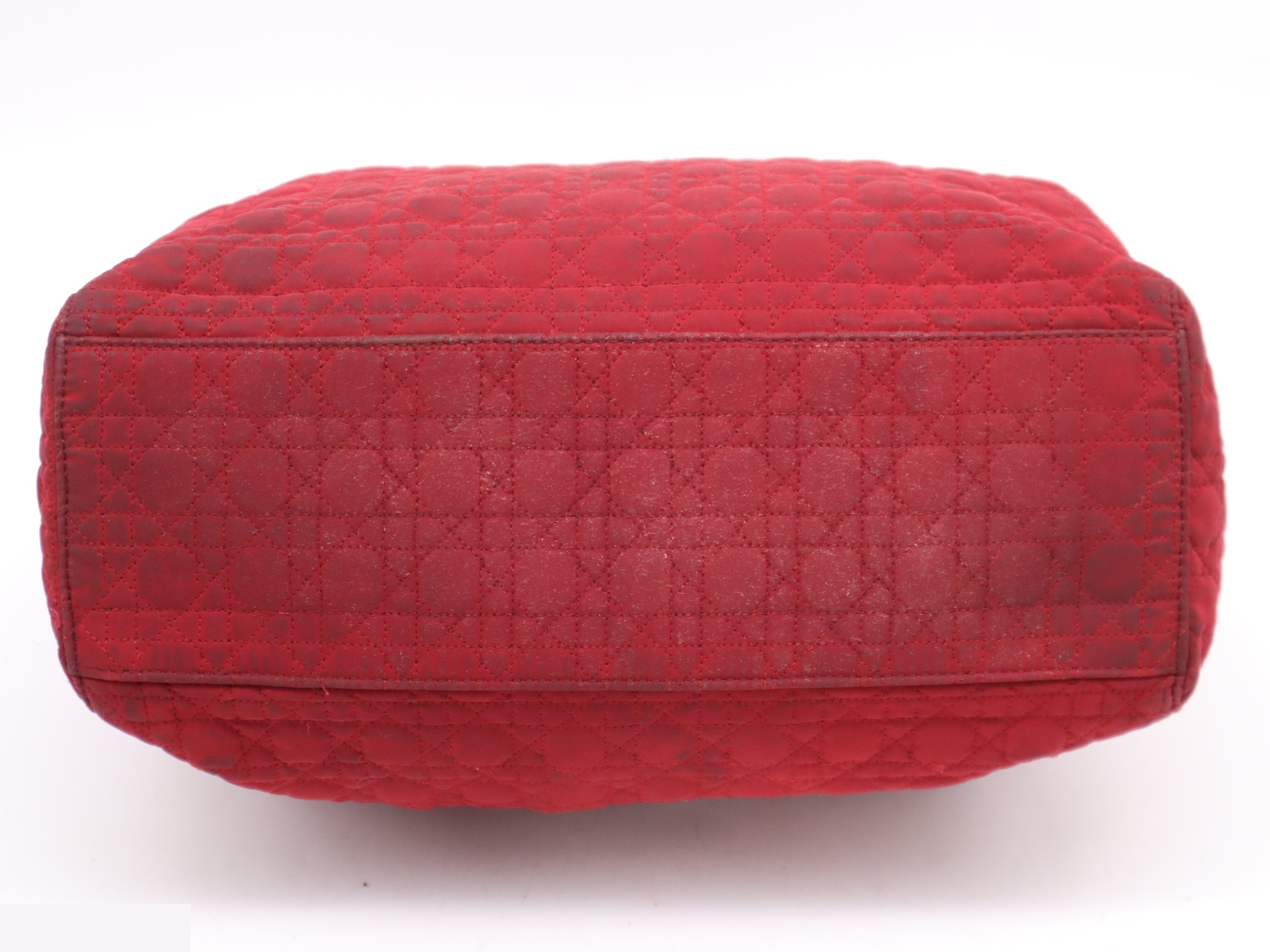 Nylon Cannage Lady Dior Large Red GD Hardware Storage Bag Included — view 4