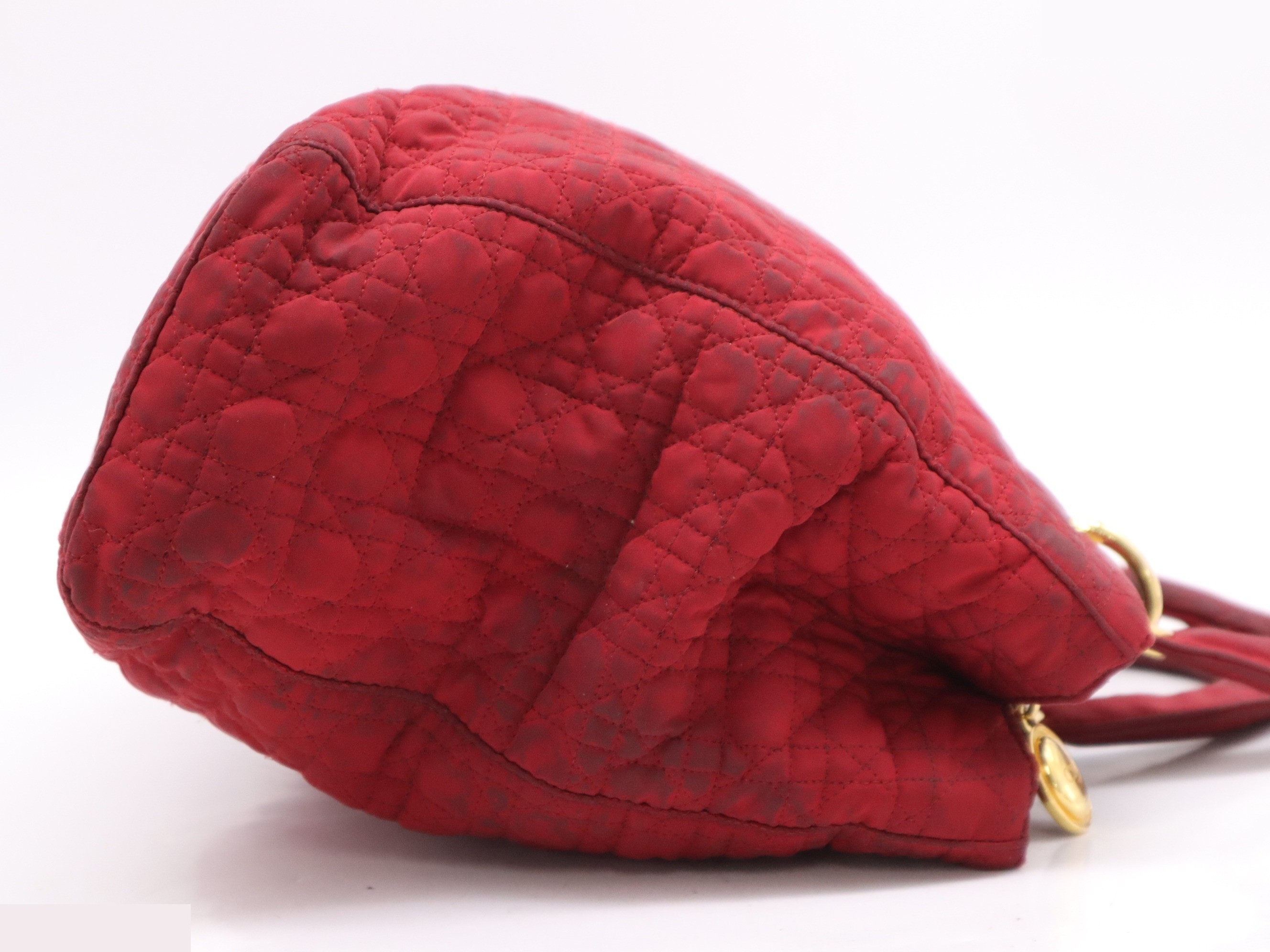 Nylon Cannage Lady Dior Large Red GD Hardware Storage Bag Included — view 5