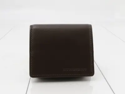 Coin case, lambskin, brown, Nova check pattern.