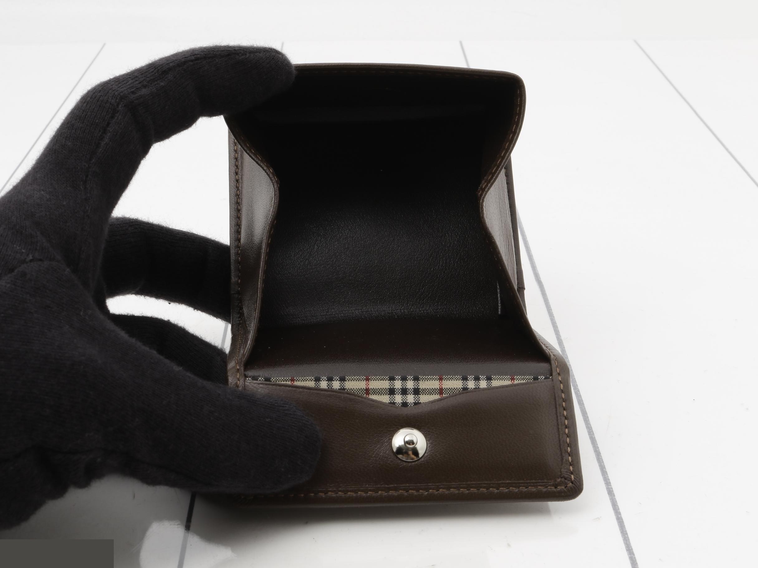Coin case, lambskin, brown, Nova check pattern. — view 4