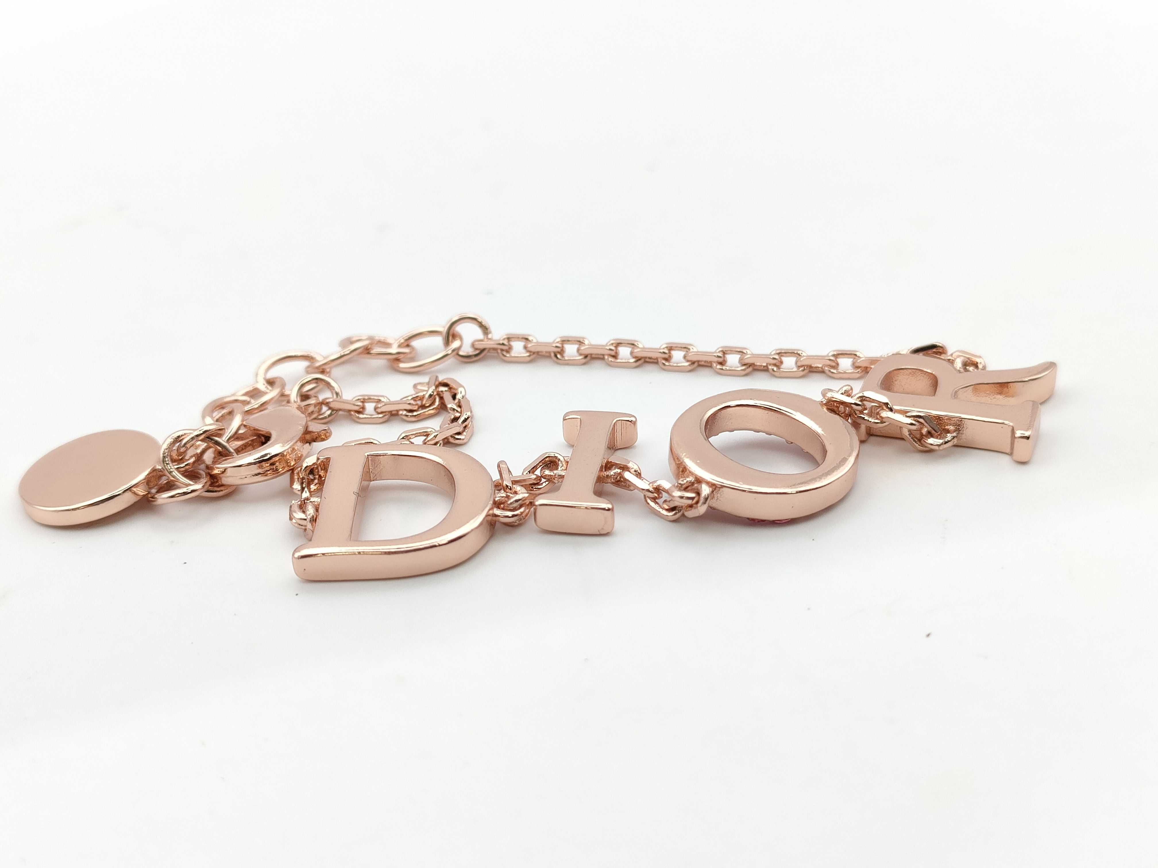 Rhinestone Logo Bracelet, Pink Gold, 21.5cm (Bracelet/Bangle) — view 4