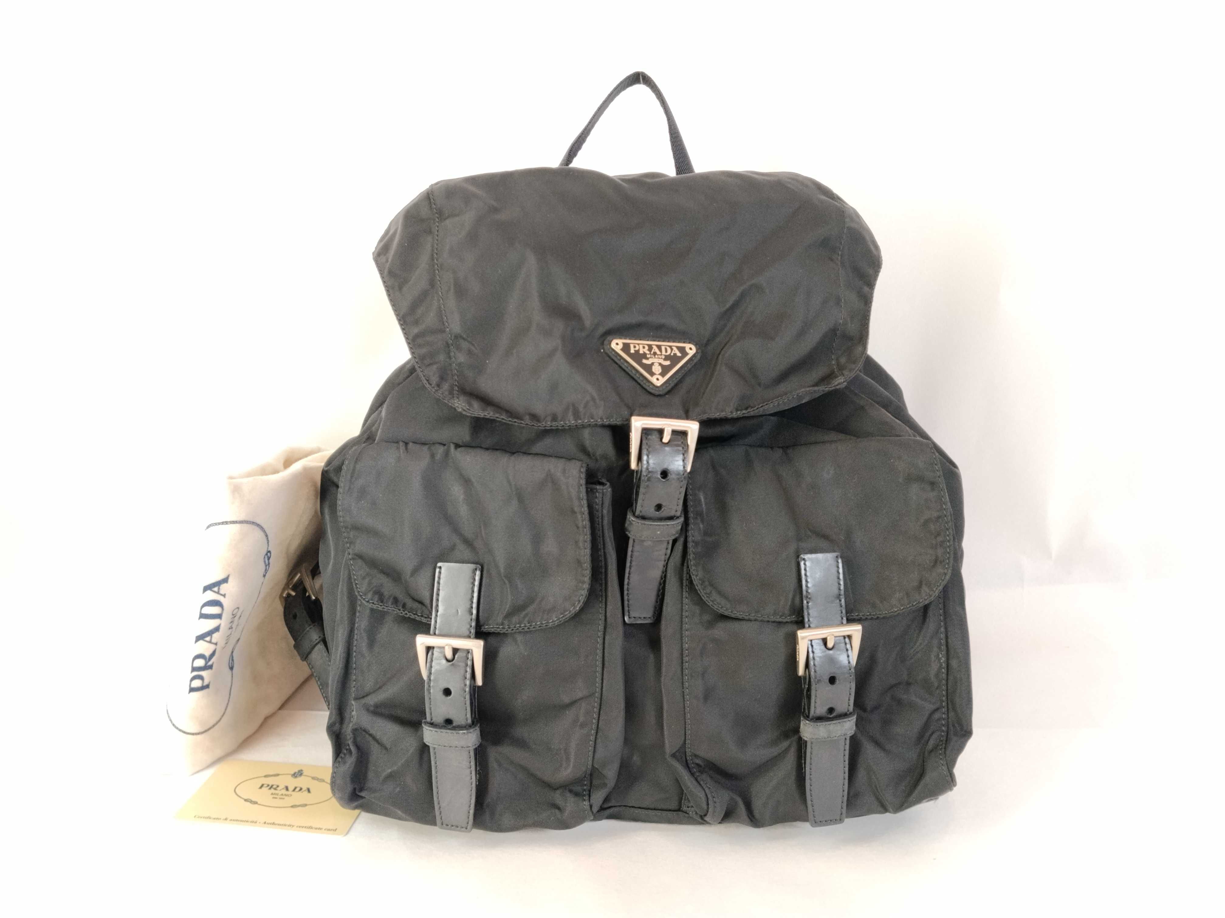 Backpack, Triangle Logo, Black, with Dust Bag and Guarantee Card