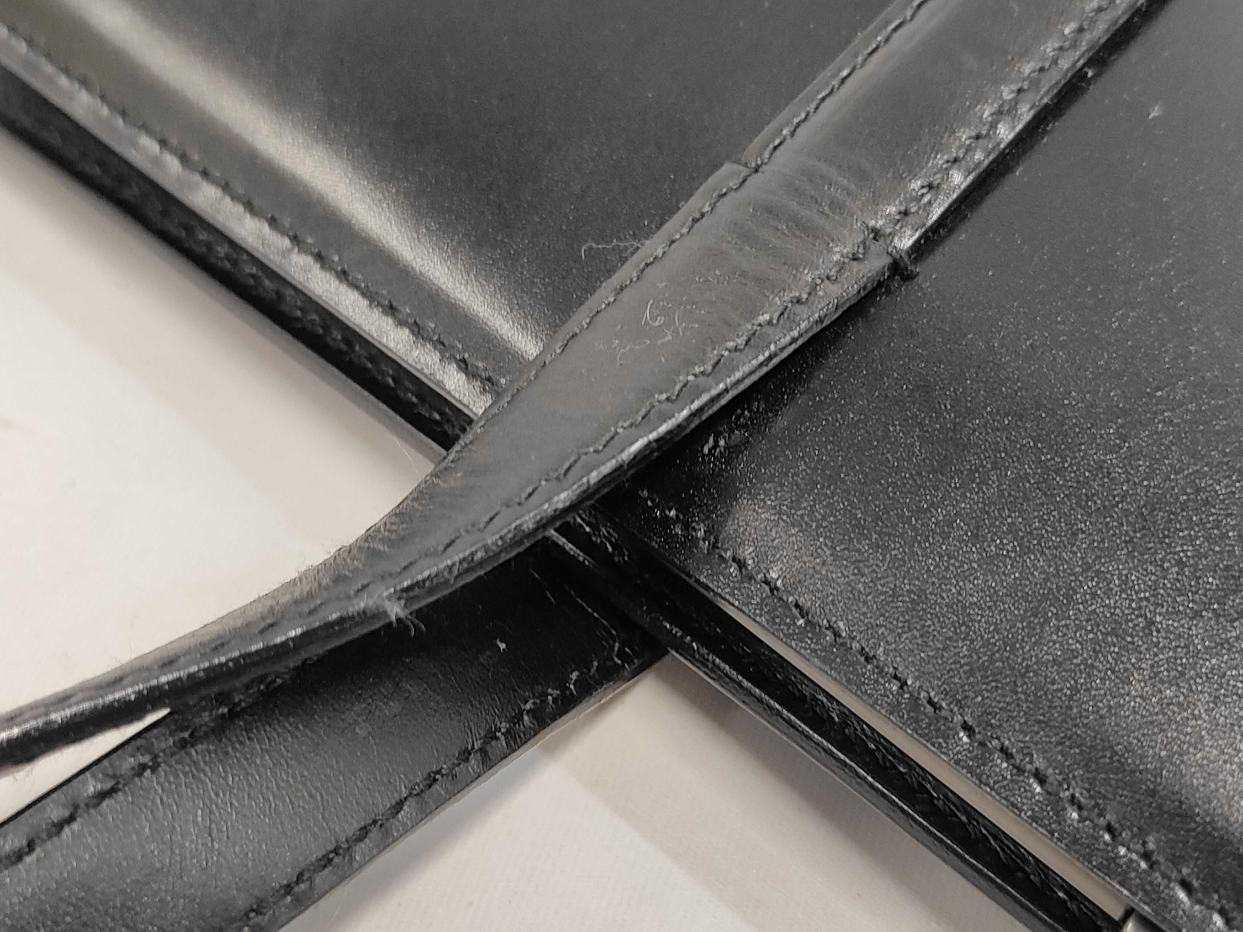 smooth leather NERO (black) office bag/tote bag with shop stamp and guarantee card. — view 7
