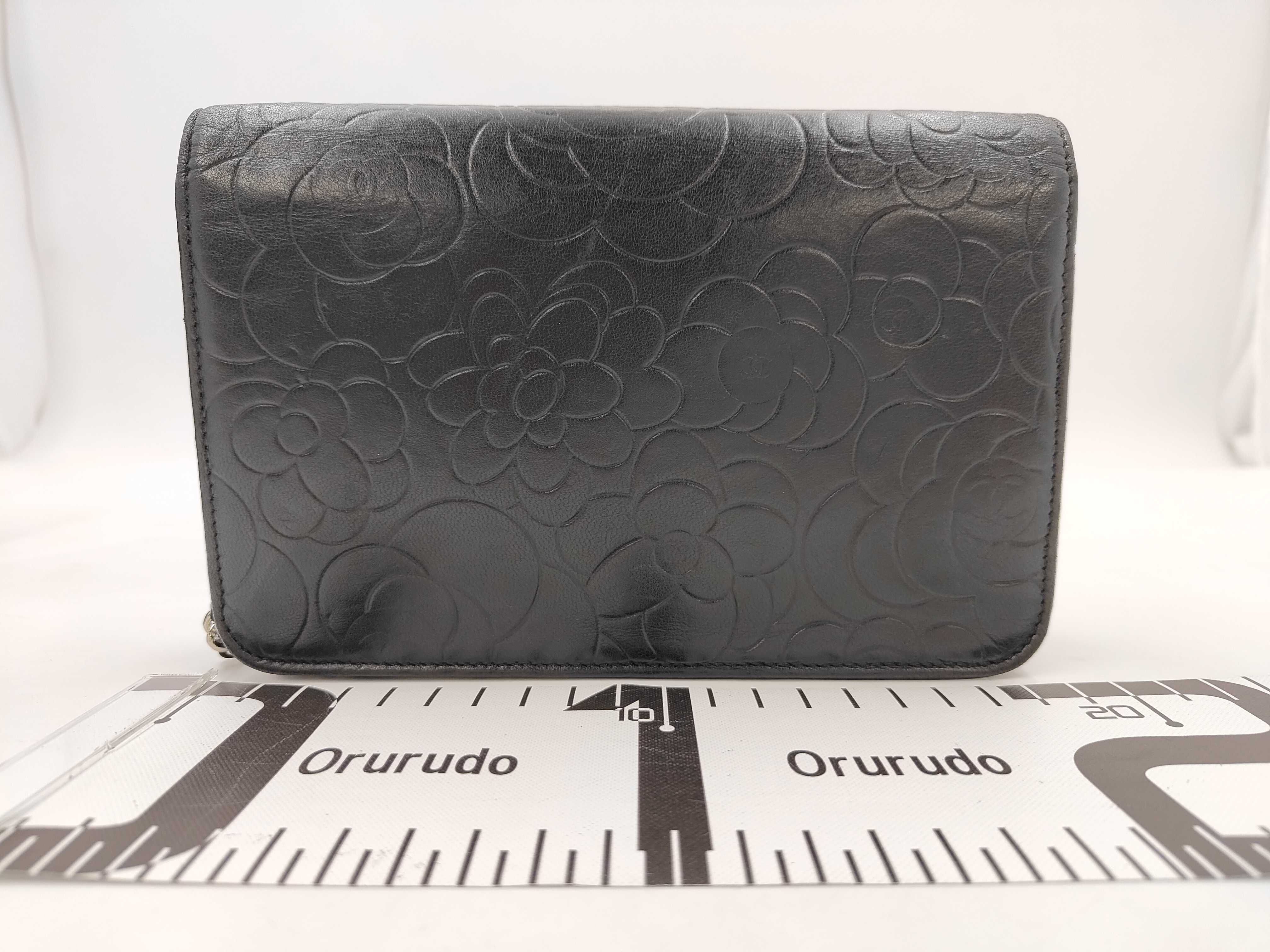 Camellia Chain Shoulder Bag, Lambskin, Black, with original seal, serial number in the 13 range, item number 13204590. — view 2