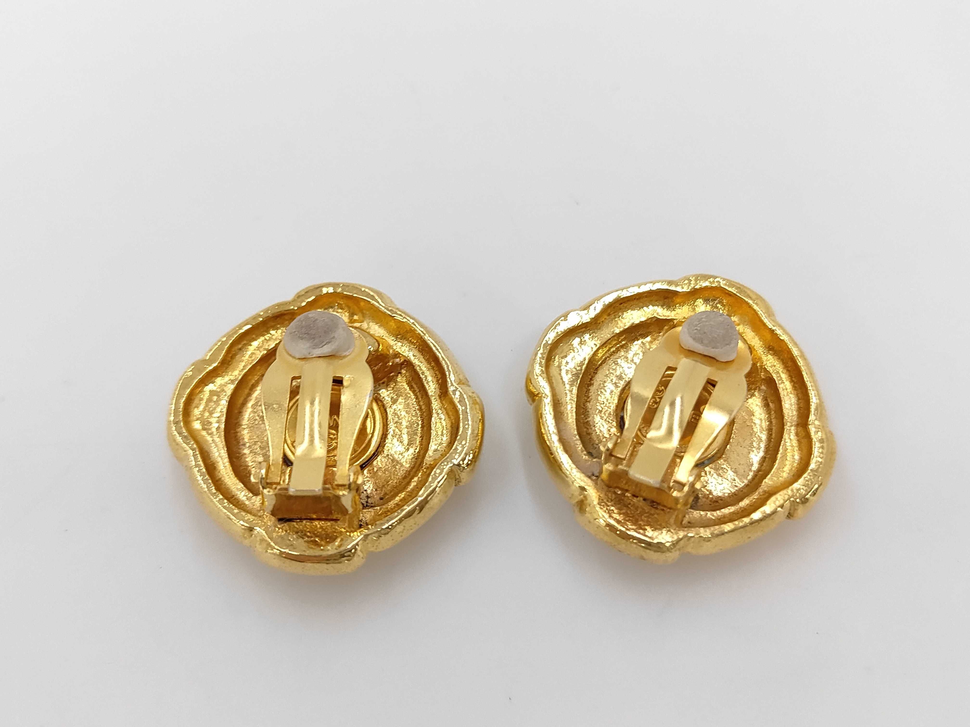Gold Plated Coco Mark Round Earrings — view 2