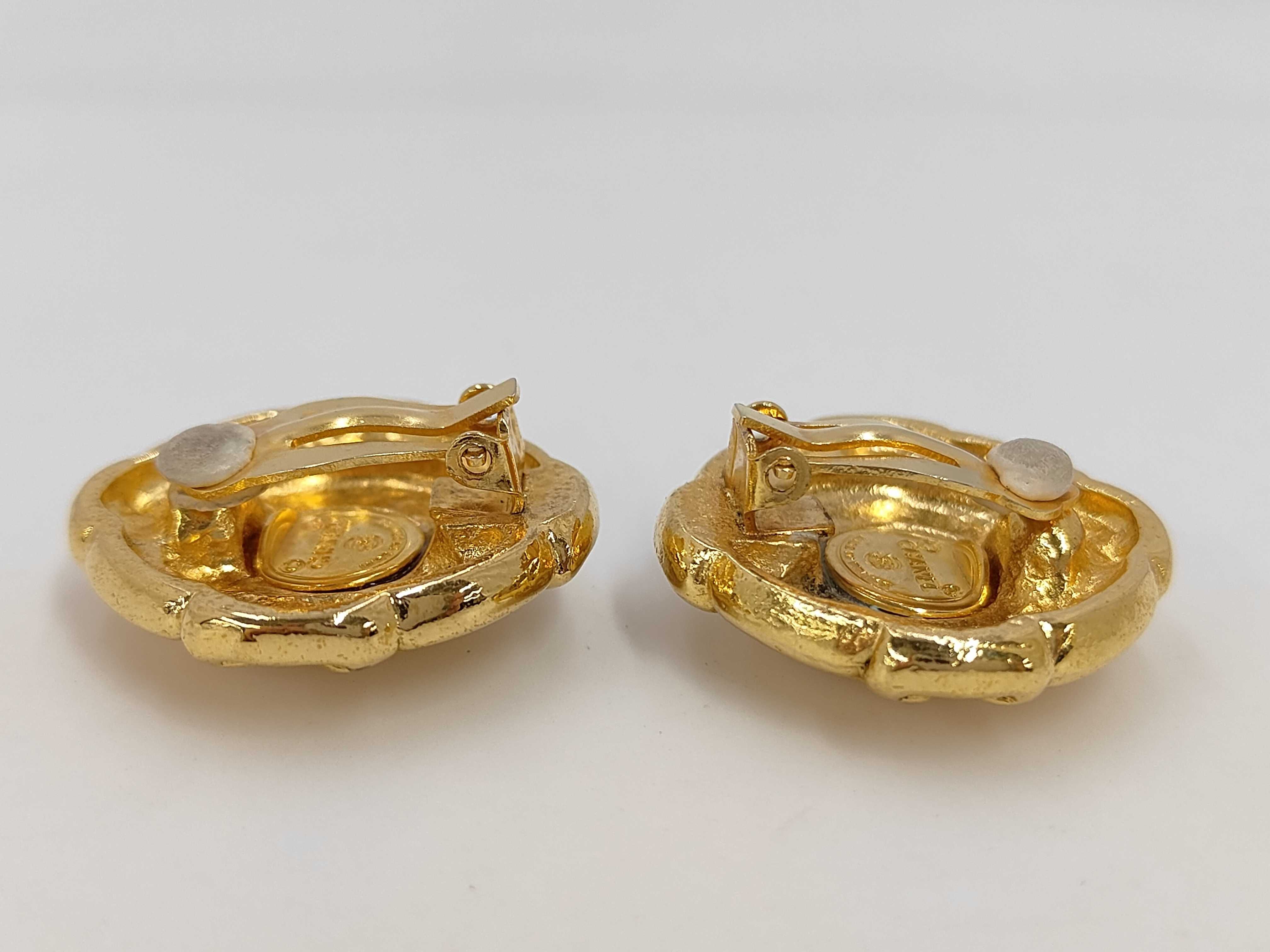 Gold Plated Coco Mark Round Earrings — view 3